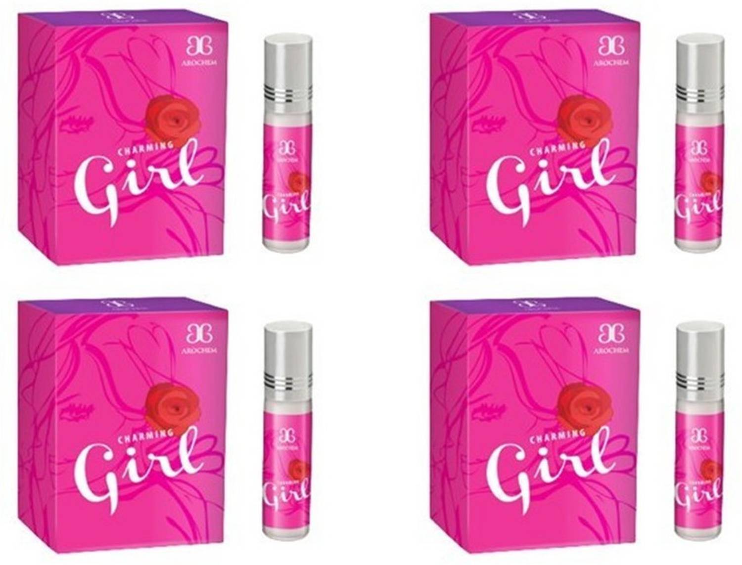 AROCHEM CHARMING GIRL Attar long lasting fragrance No Alcohol Pure Perfume Herbal Attar (Set of 4) (6ml Each) Herbal Attar