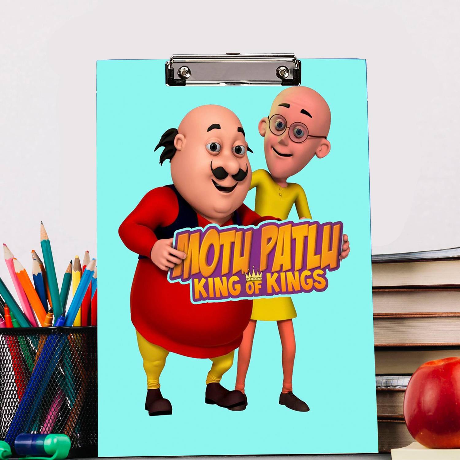 BPDESIGNSOLUTION Motu Patlu Cartoon Design Digital Reprint Clip Board Exam Pad (14x9.5 Inches) Premium Quality