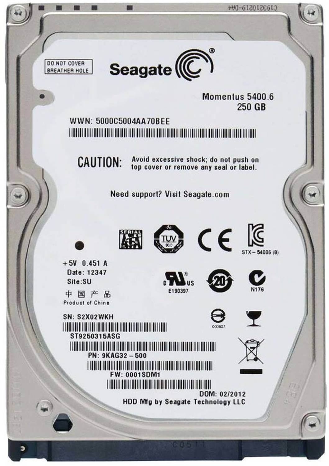 Seagate OEM 250 GB Laptop White, Silver SATA Internal Hard Disk