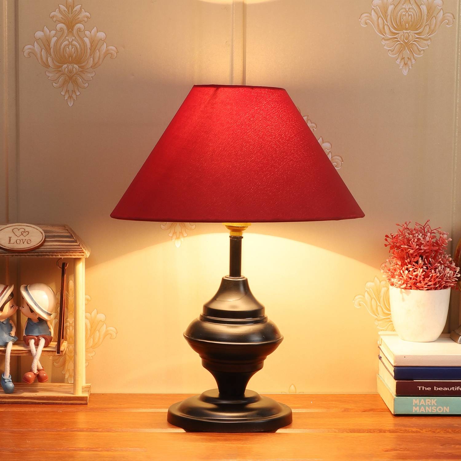 foziq Designer Table Lamp (35.5 cm, Maroon)