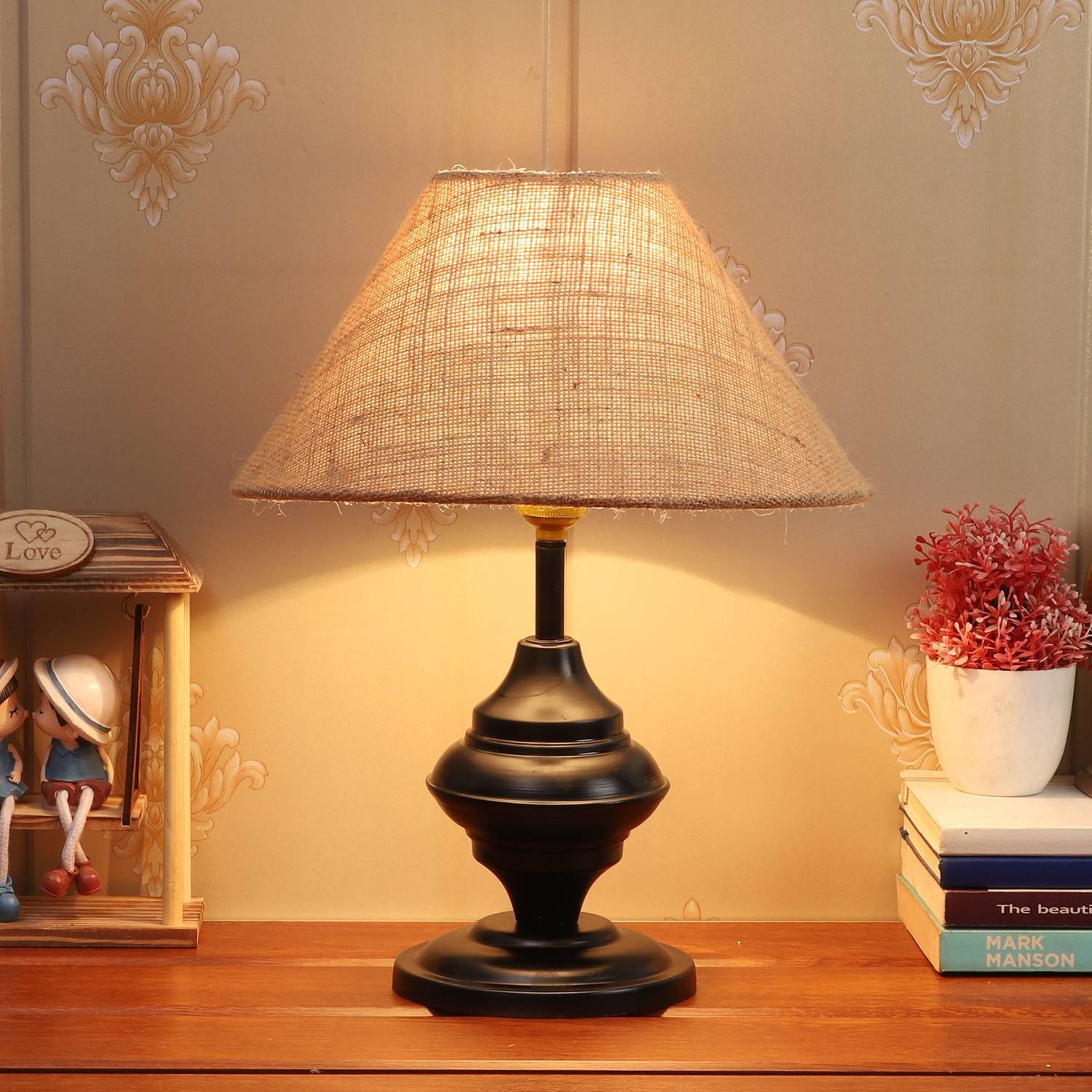 foziq Designer Table Lamp (35.5 cm, Brown)