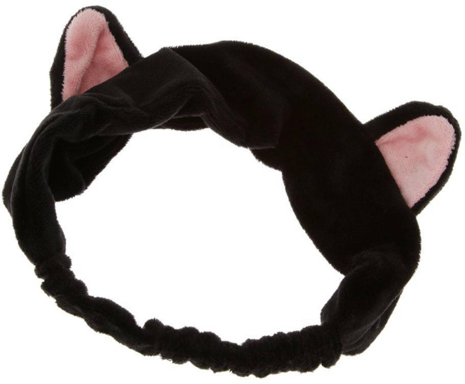 BOLT Cat Ear Make Up Face Washing Shower Mask Hairband Snood Headband Head Band (Black) Head Band
