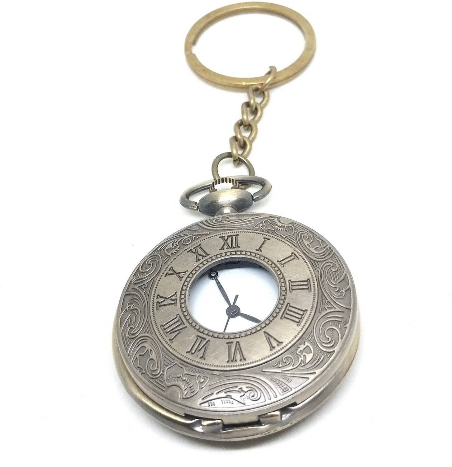 Arkanum Analog Watch 2 Roman Letters Pocket Watch Keychain Key Chain