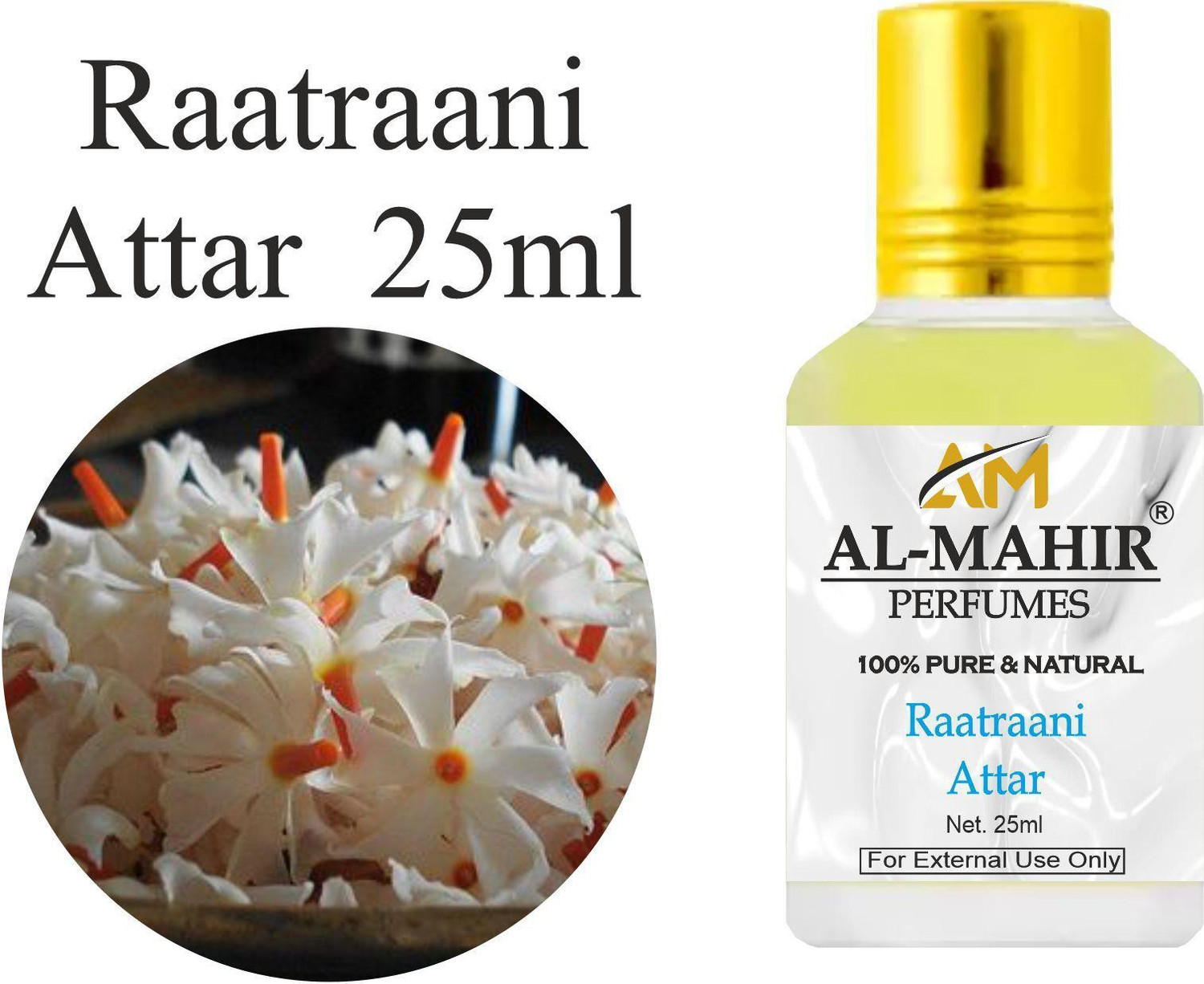 Image of Al-Mahir Raatraani Attar 25ml For Unisex - Pure Natural (Non-Alcoholic) Floral Attar Floral Attar