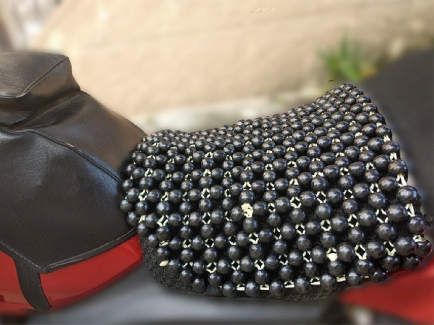 Image of Q1 Beads Wooden beads black color Bike bead seat cover cushion /gel pad /air cushion /seating pad cool comfort for all brands bike and Scooty Activa Single Bike Seat Cover For Yamaha, Hero, Kawasaki, KTM, TVS, Royal Enfield, Bajaj, Honda, Hyosung FZ16, Avenger 150, Avenger 160, Activa 125, Activa 6G, Access 125, Bullet, Pulsar 220 DTS-i, Super|Thunderbird, CBR 150R, Electra 500, Classic 500, Apache RTR 160, CBZ, Unicorn, Avenger 220 DTS-i, Universal For Bike