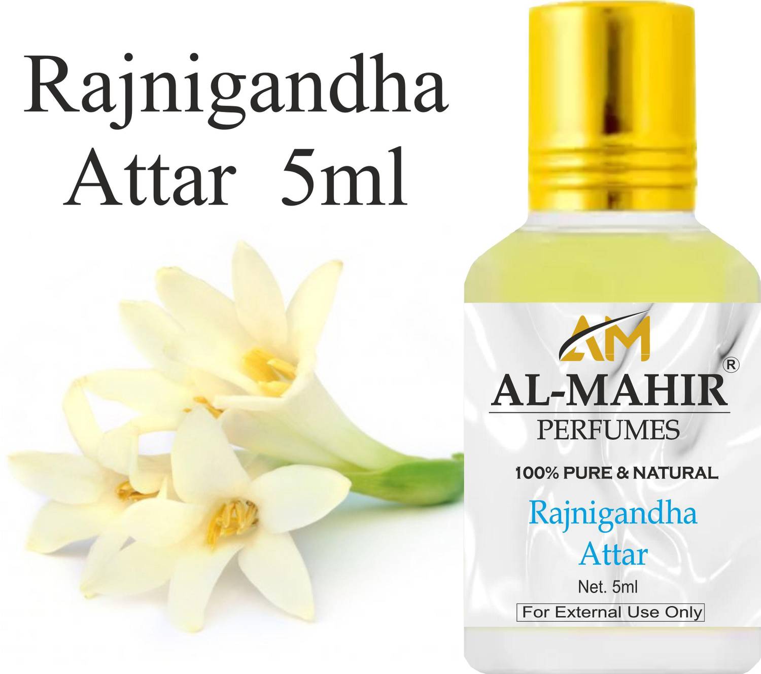 Al-Mahir Rajnigandha Attar 5ml For Unisex - Pure Natural (Non-Alcoholic) Floral Attar Floral Attar