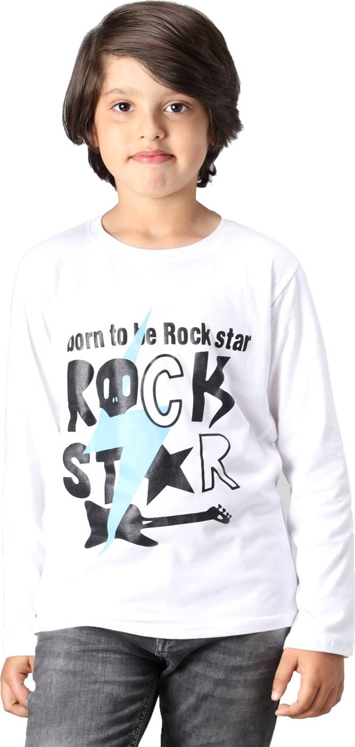 ANIXA Boys Typography, Printed Cotton Blend Regular T Shirt