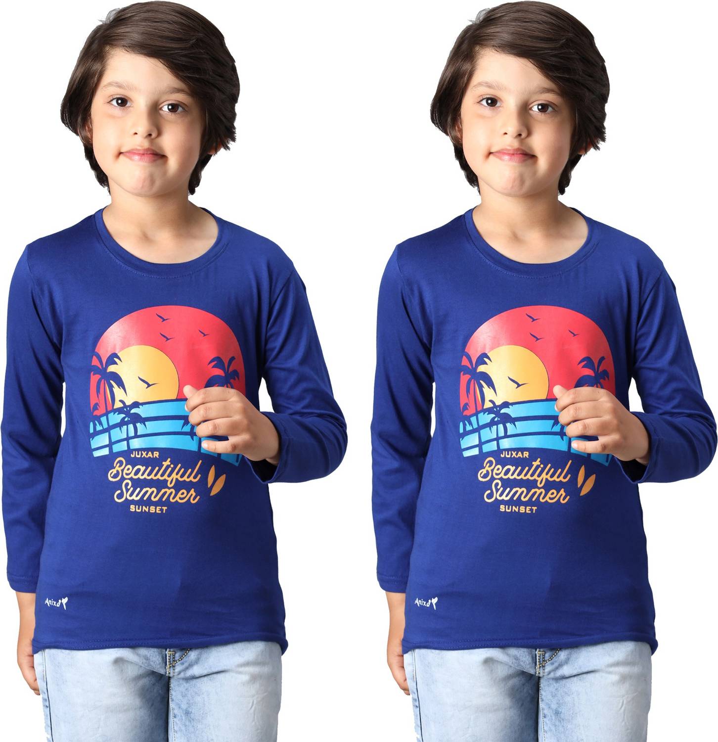 ANIXA Boys Printed Cotton Blend Regular T Shirt