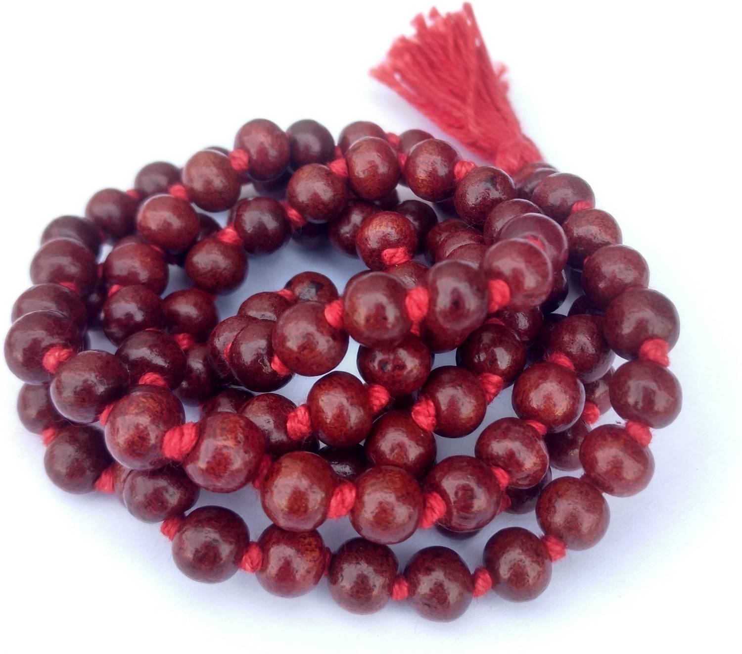 3SIX5 Red Chandan (Sandal wood) Mala 100% Genuine and Natural Wood Chain