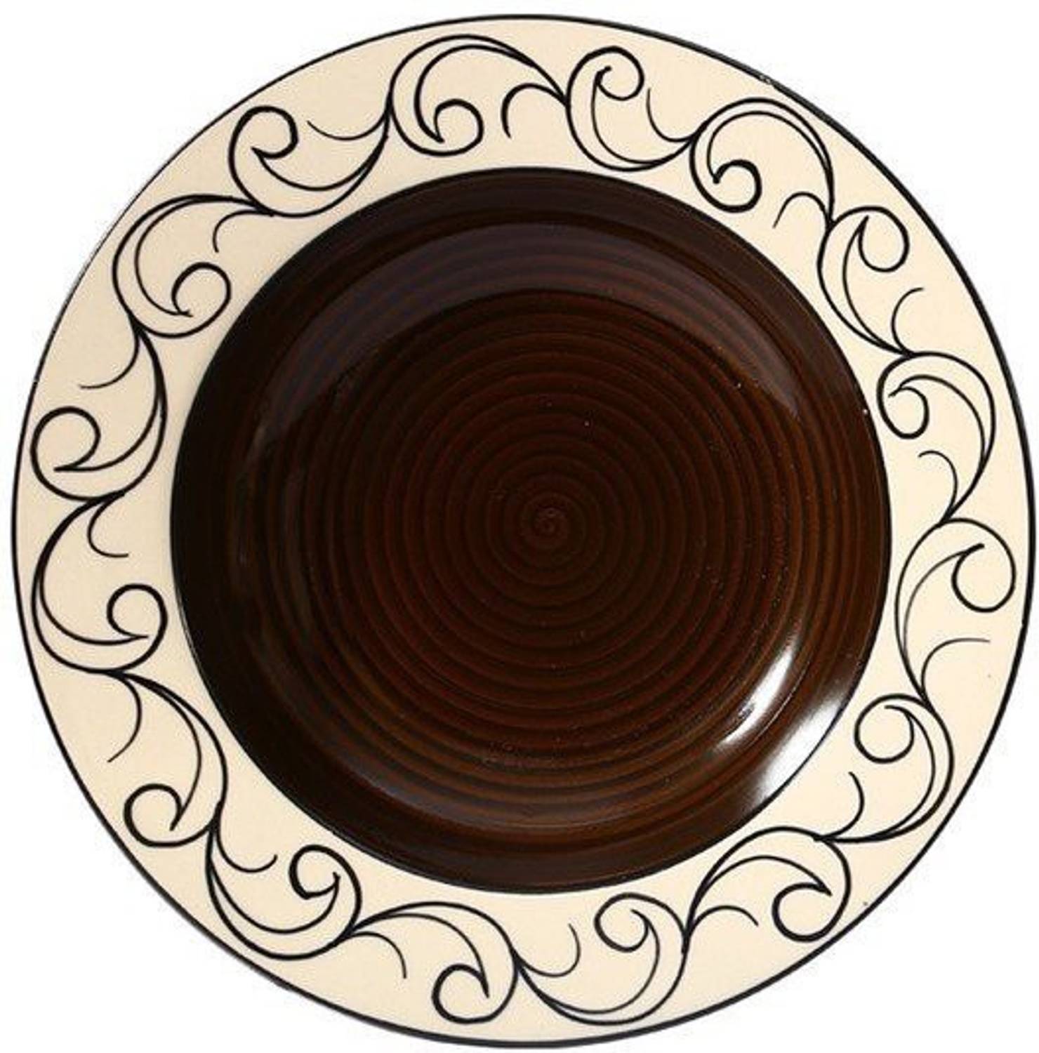 caffeine Ceramic Handmade Black Doodle 9 inch Charger Plate