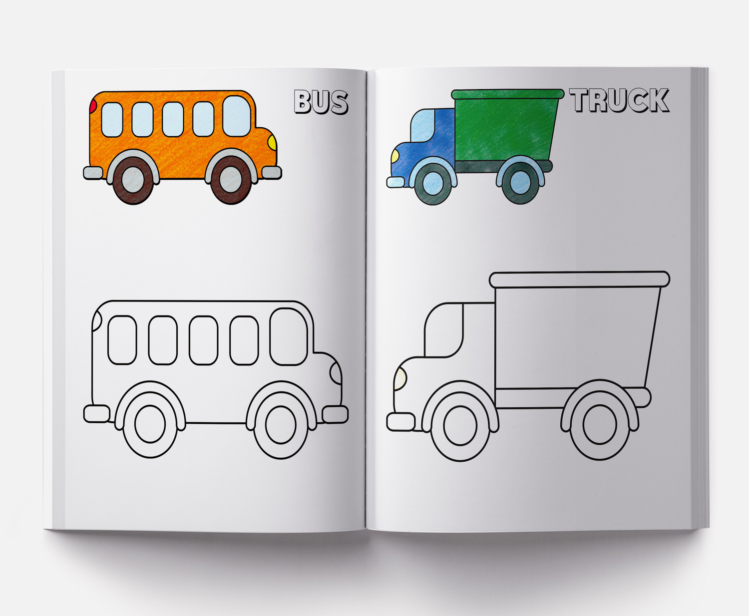 Image of Colouring Book of Transport (Cars, Trains, Airplane and More) - By Miss & Chief