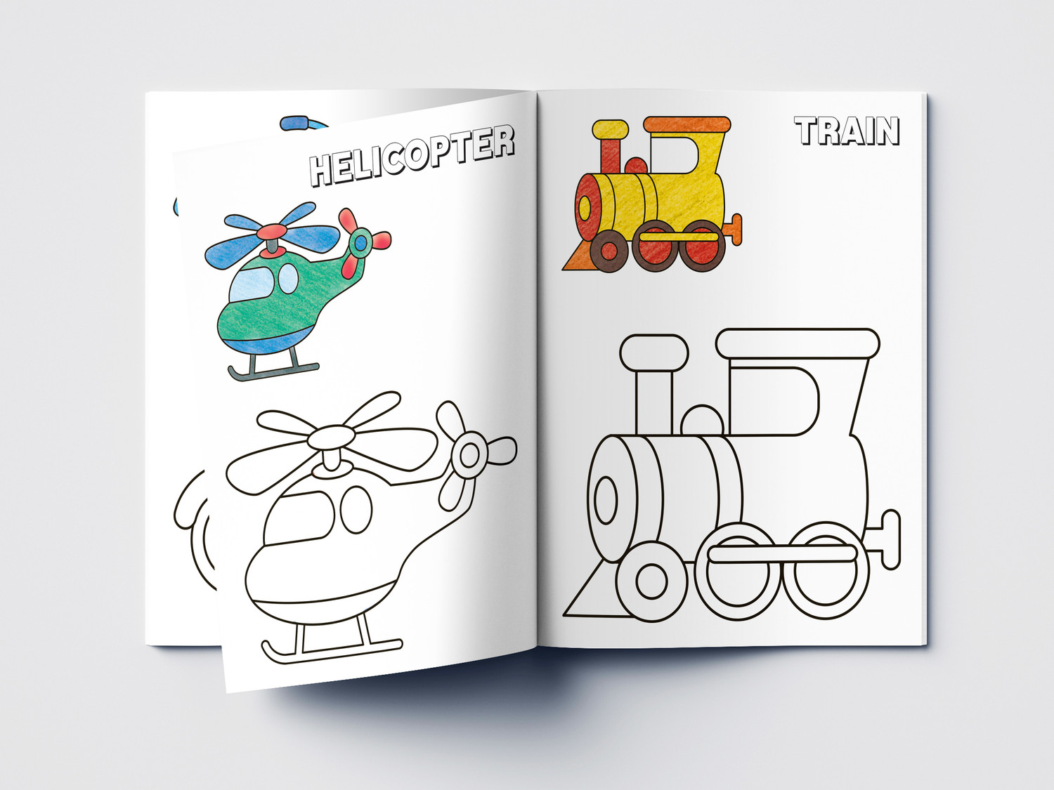 Image of Colouring Book of Transport (Cars, Trains, Airplane and More) - By Miss & Chief