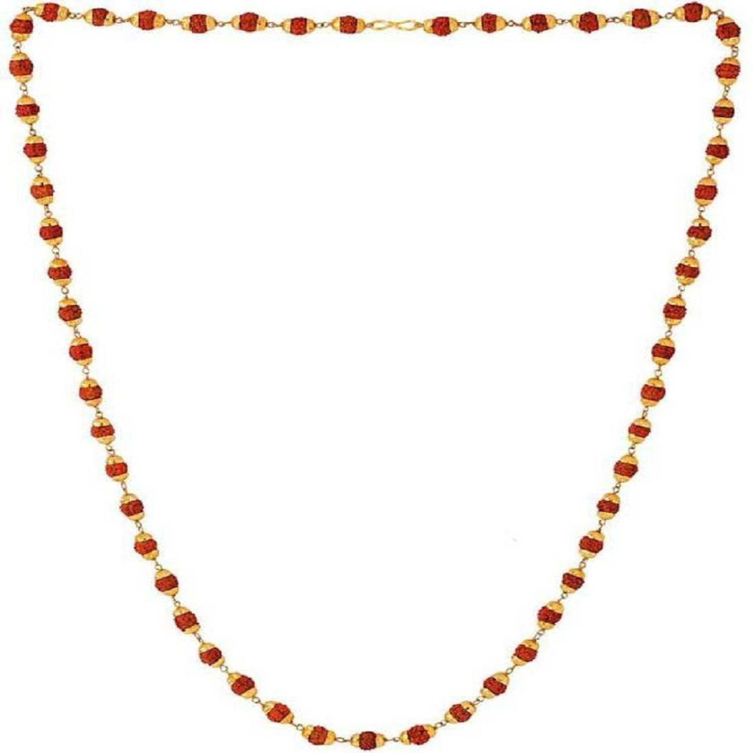 A1 Laxmi Ganesh Religious Jwellery with 5 Mukhi Rudraksha Mala 8 MM (36 Beads) Brass Necklace