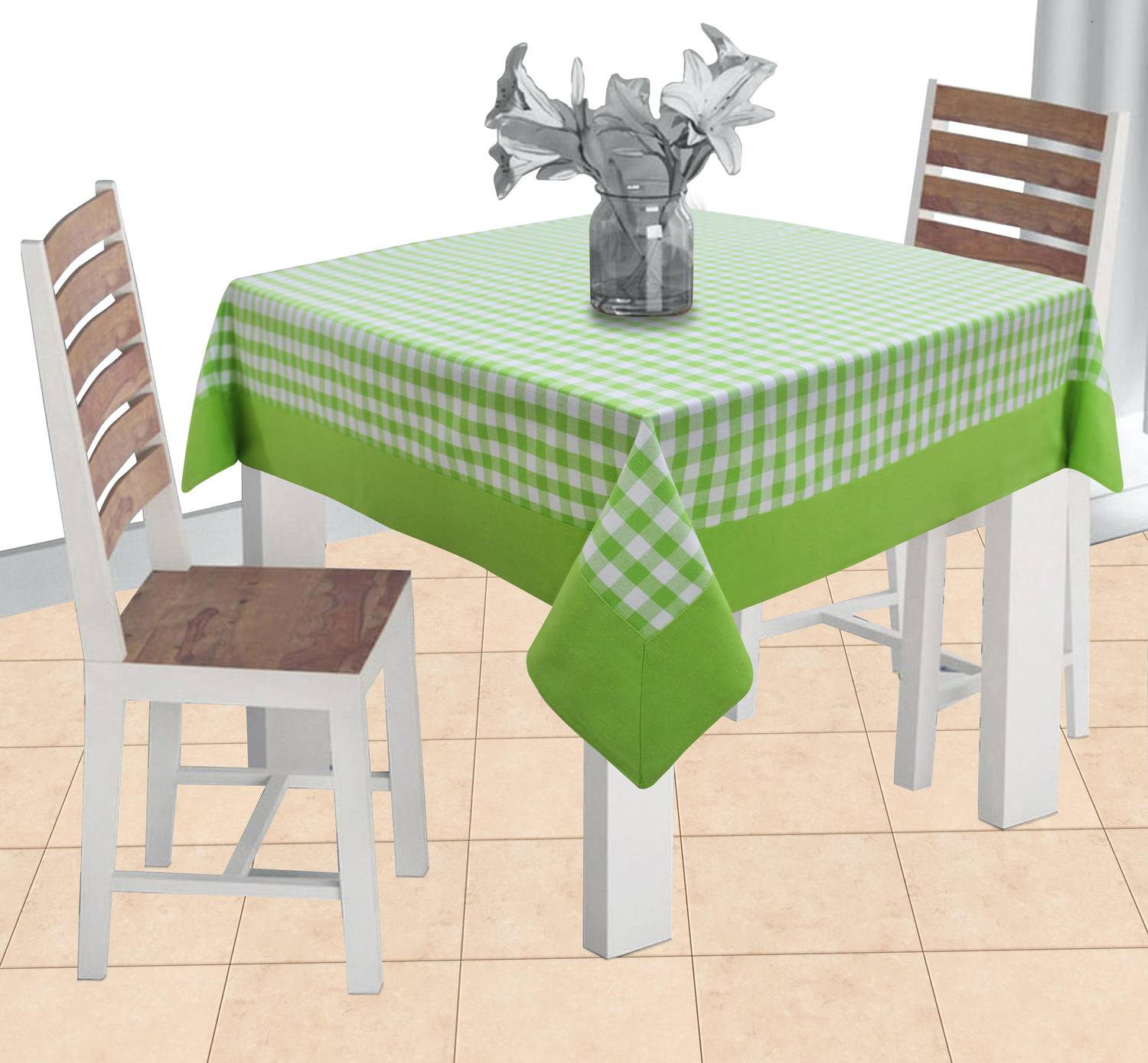 AIRWILL Cotton 2 Seater Checkered Table Cover