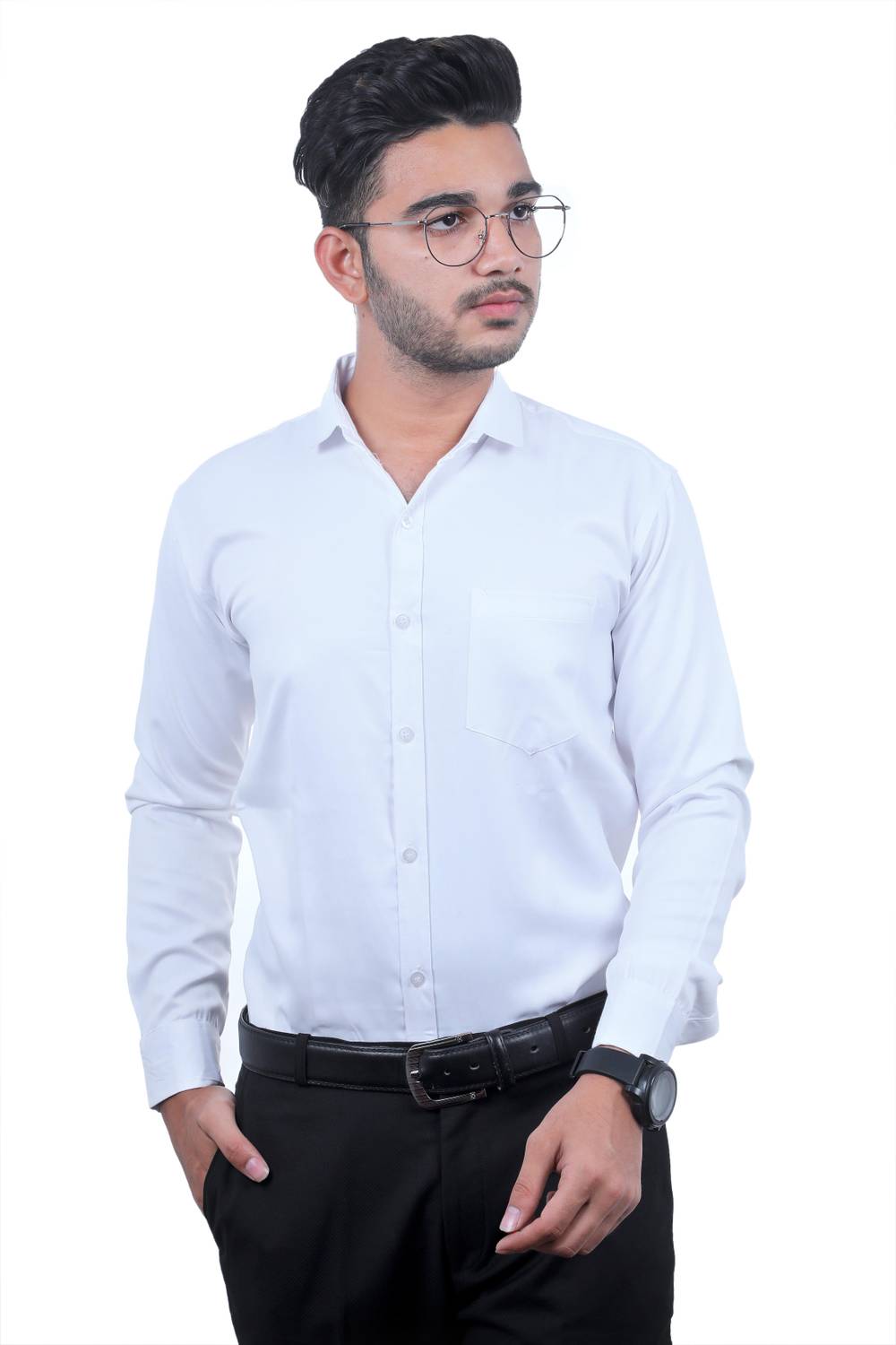 ALMORA Men Regular Fit Solid Slim Collar Formal Shirt