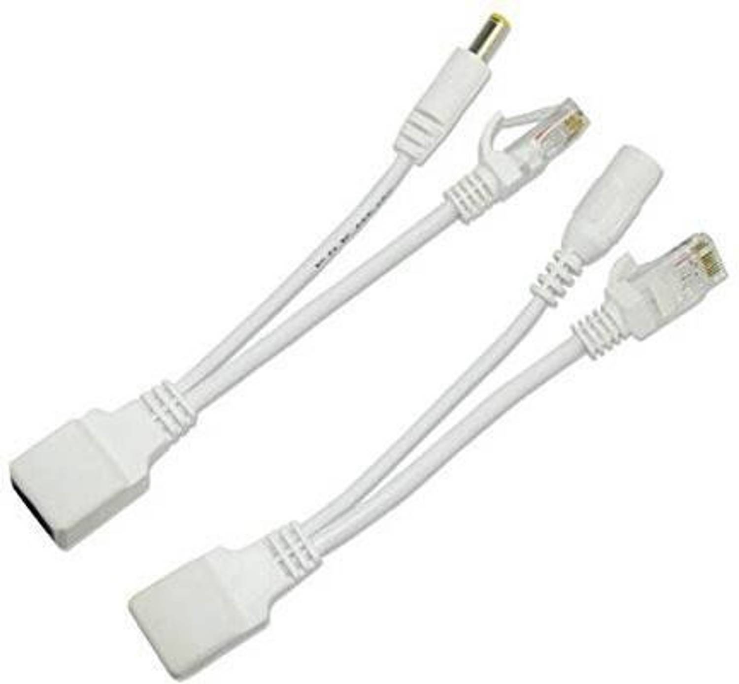 BIGGEAR LAN Cable 0.15 m (1 Pair) Power Over Ethernet PoE Injector Splitter Adapter PoE Cables (Colour as per Availability)