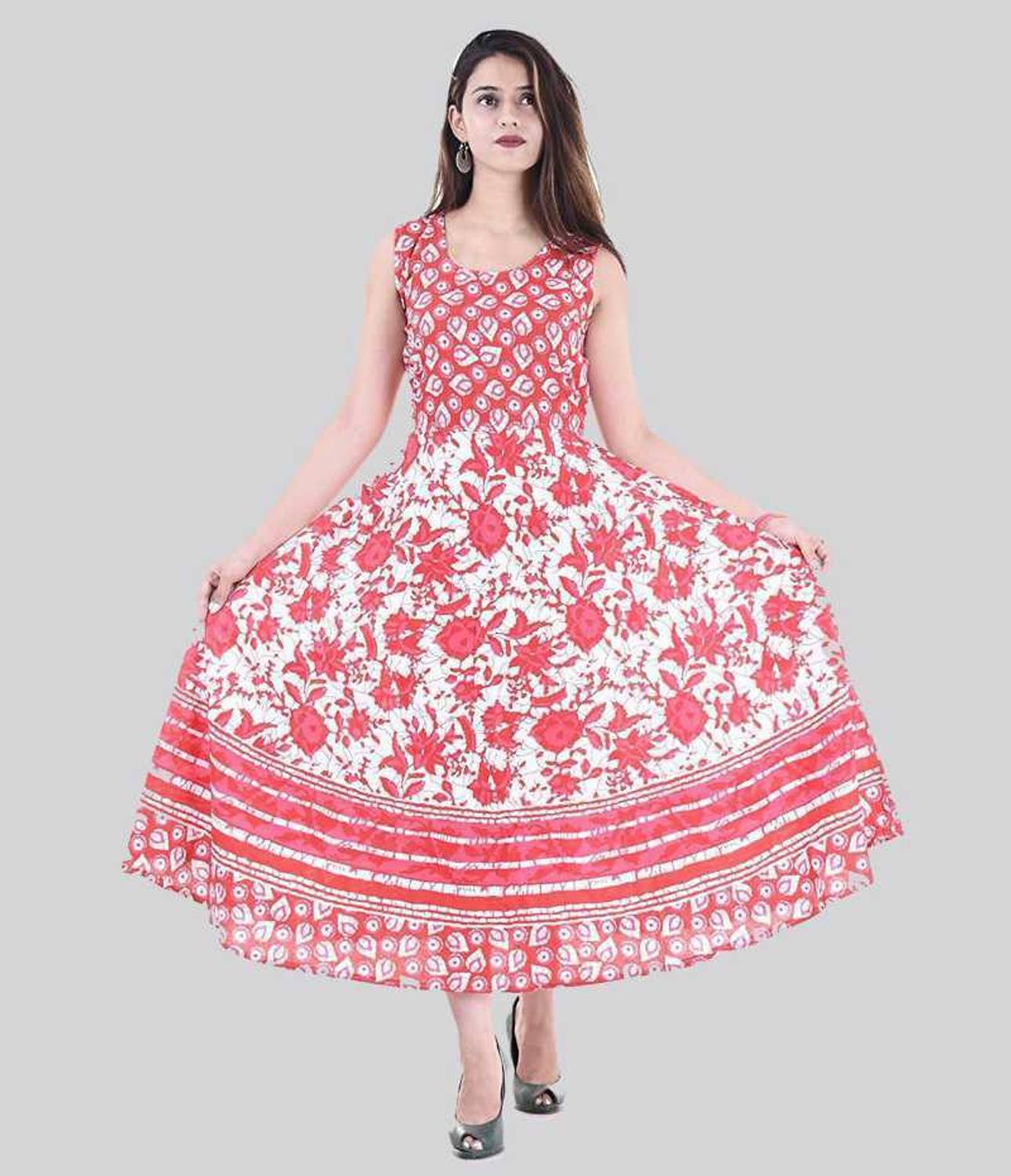 ANUNJA Women Fit and Flare Multicolor Maxi/Full Length Dress