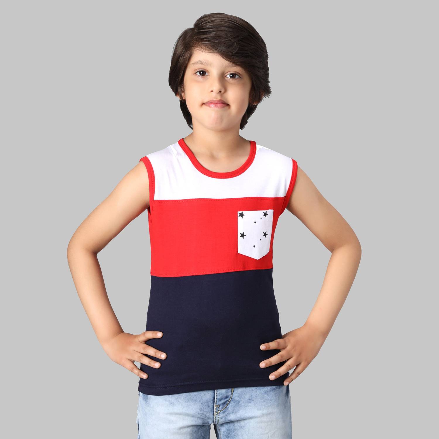 ANIXA Boys Colorblock Cotton Blend Regular T Shirt