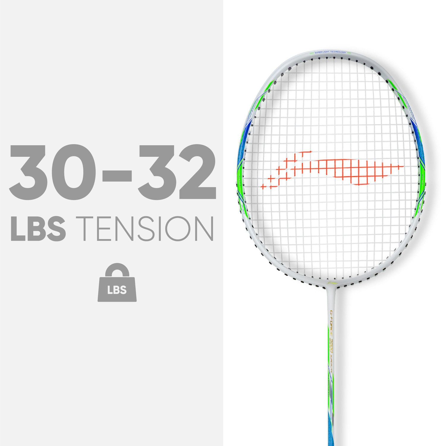 Image of LI-NING G-Force 3900 Superlite White, Blue Strung Badminton Racquet