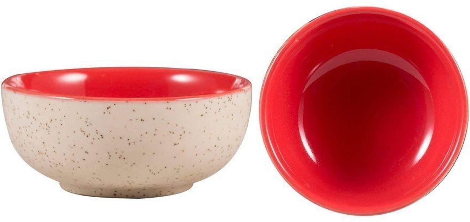 caffeine Ceramic Dessert Bowl Handmade White Matte & Glossy Red