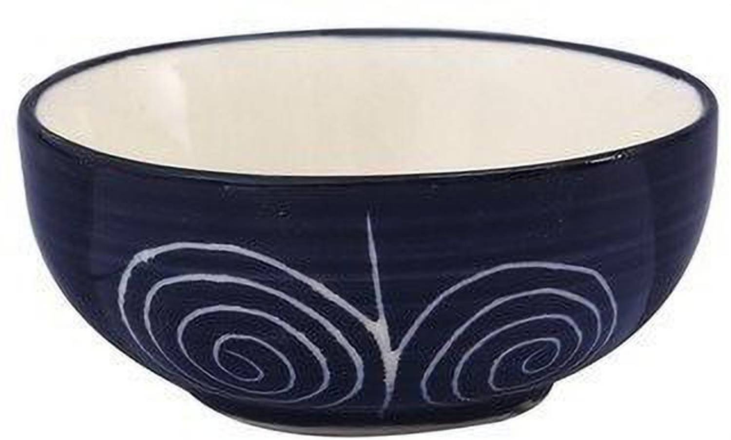 caffeine Ceramic Dessert Bowl Handmade Black Doodle