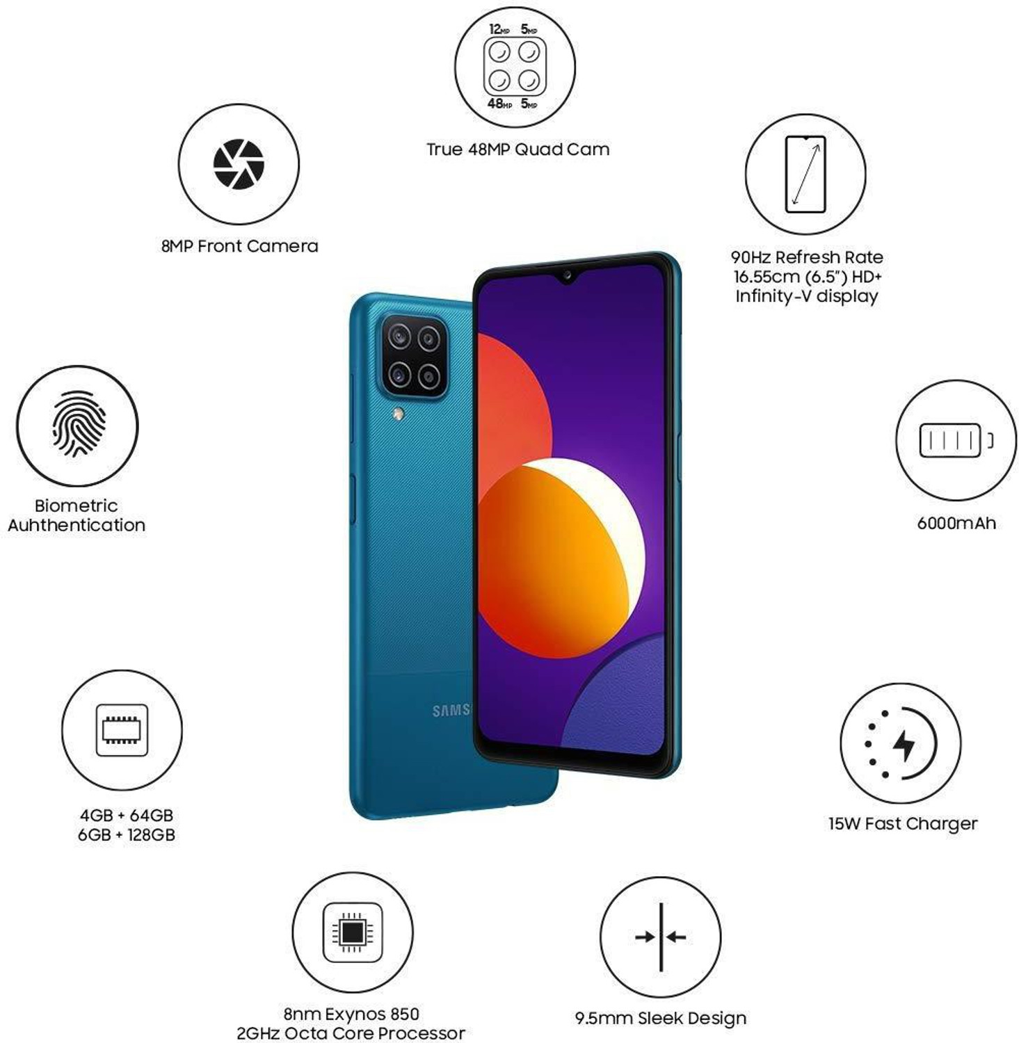Image of Samsung Galaxy M12 (Blue, 128 GB)