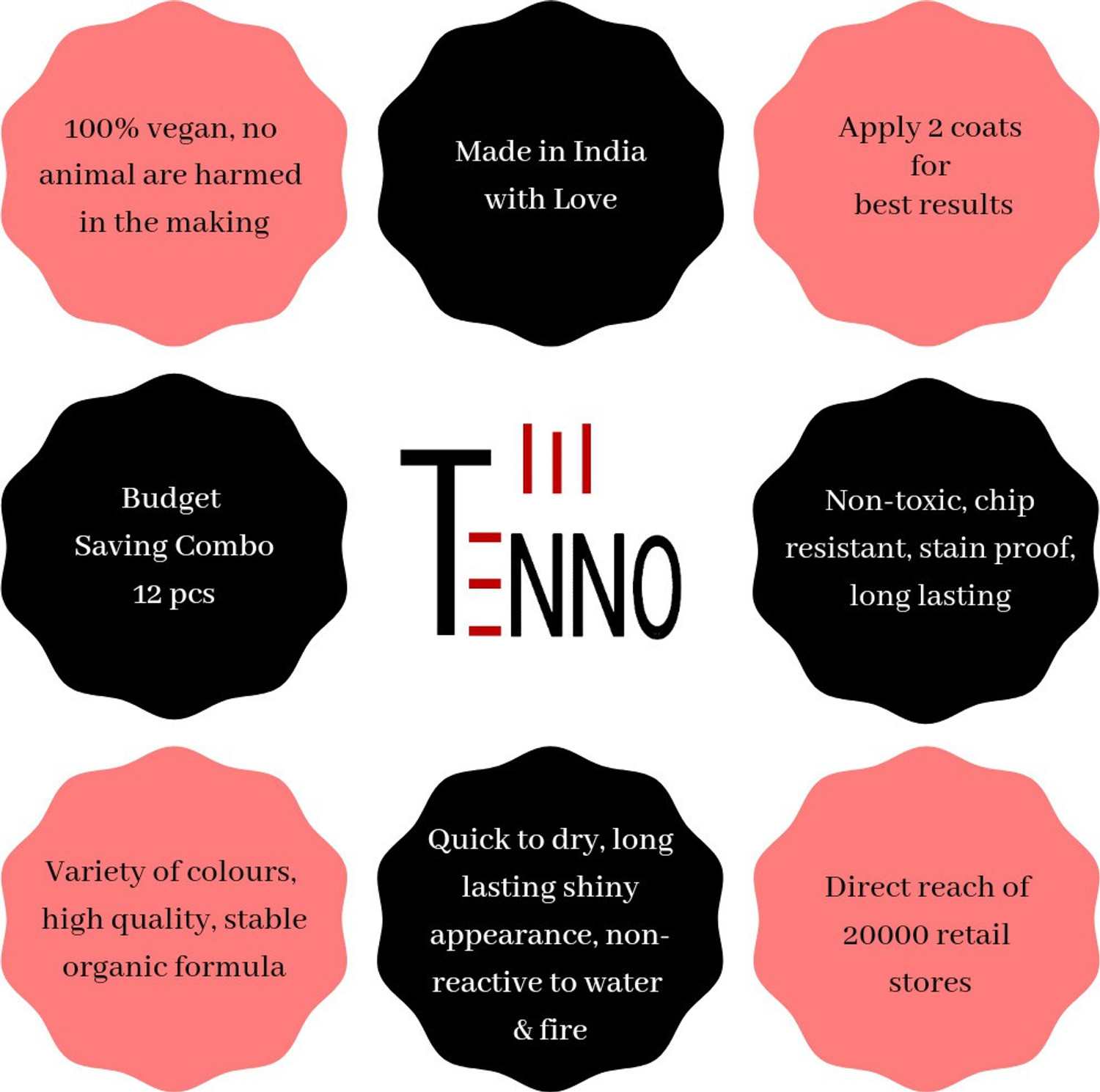 Image of tenno PASTEL BRIGHT SHINE NAIL PAINT PASTEL GREEN, pastel peach, MILKY WHITE, SKY BLUE