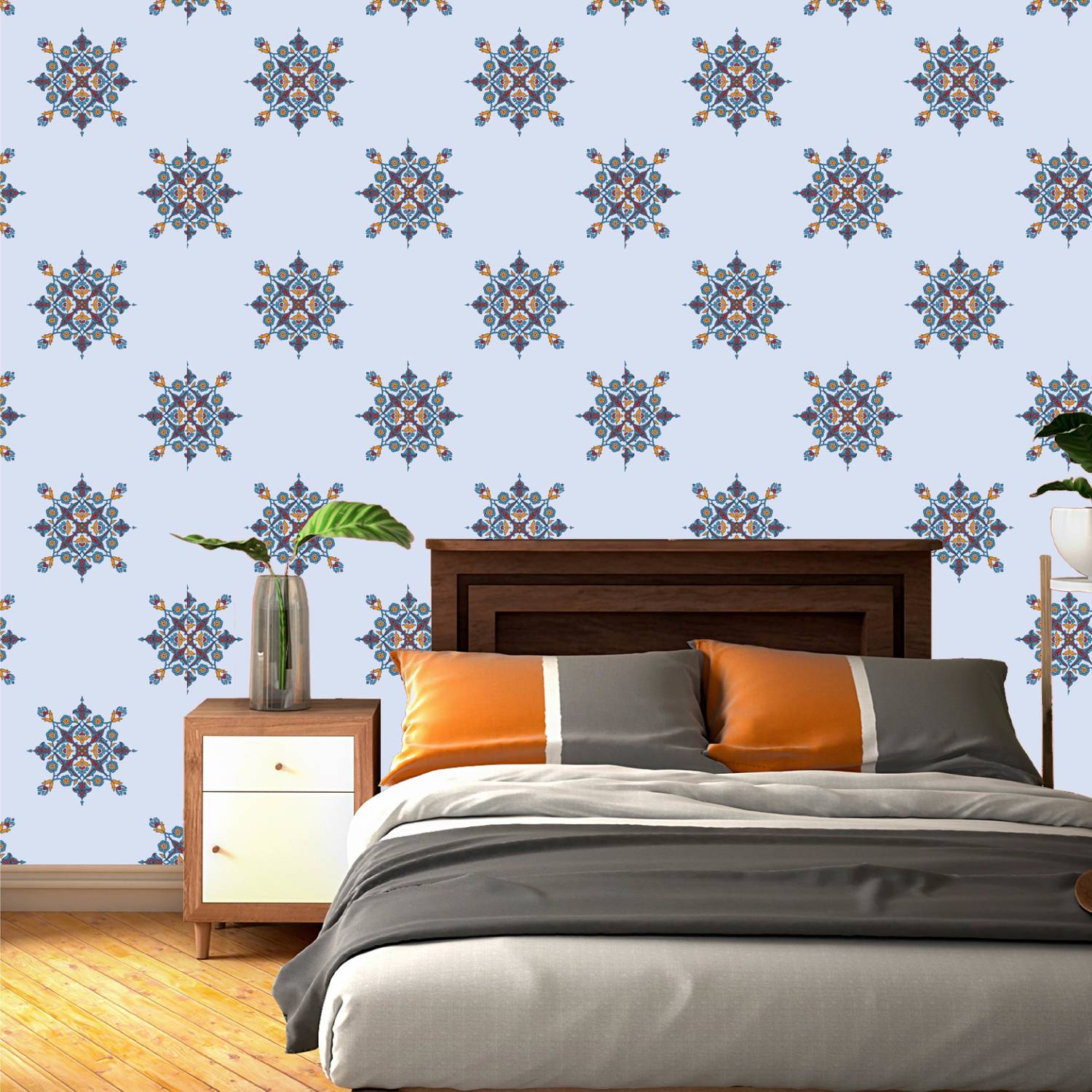 Asian Paints 45 cm EzyCR8 P&S Floral Seamless Floral - Light Purple Sticker Removable Sticker