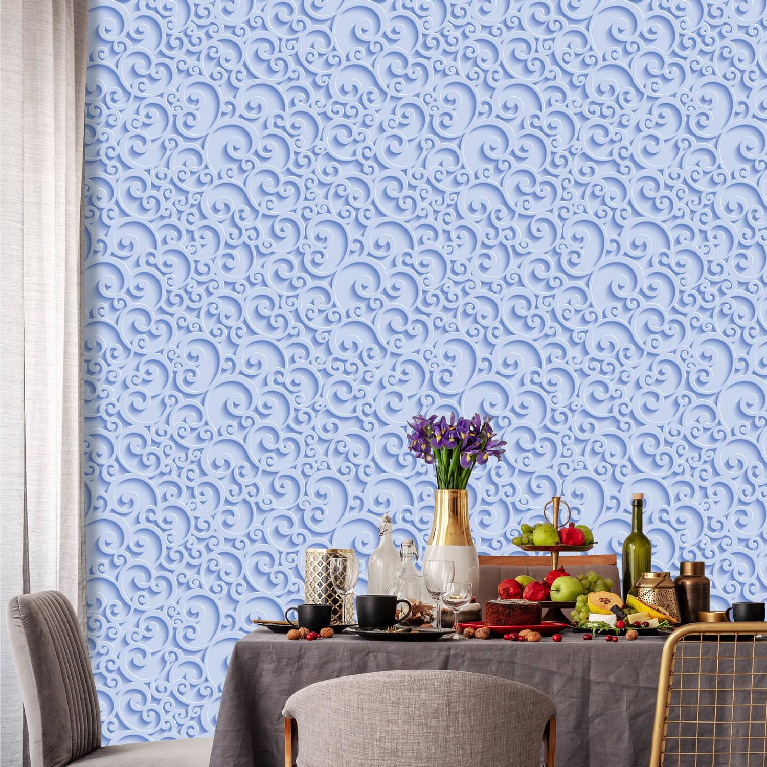 Asian Paints 45 cm EzyCR8 P&S 3D Wallpapers Floral Curls - Removable Sticker