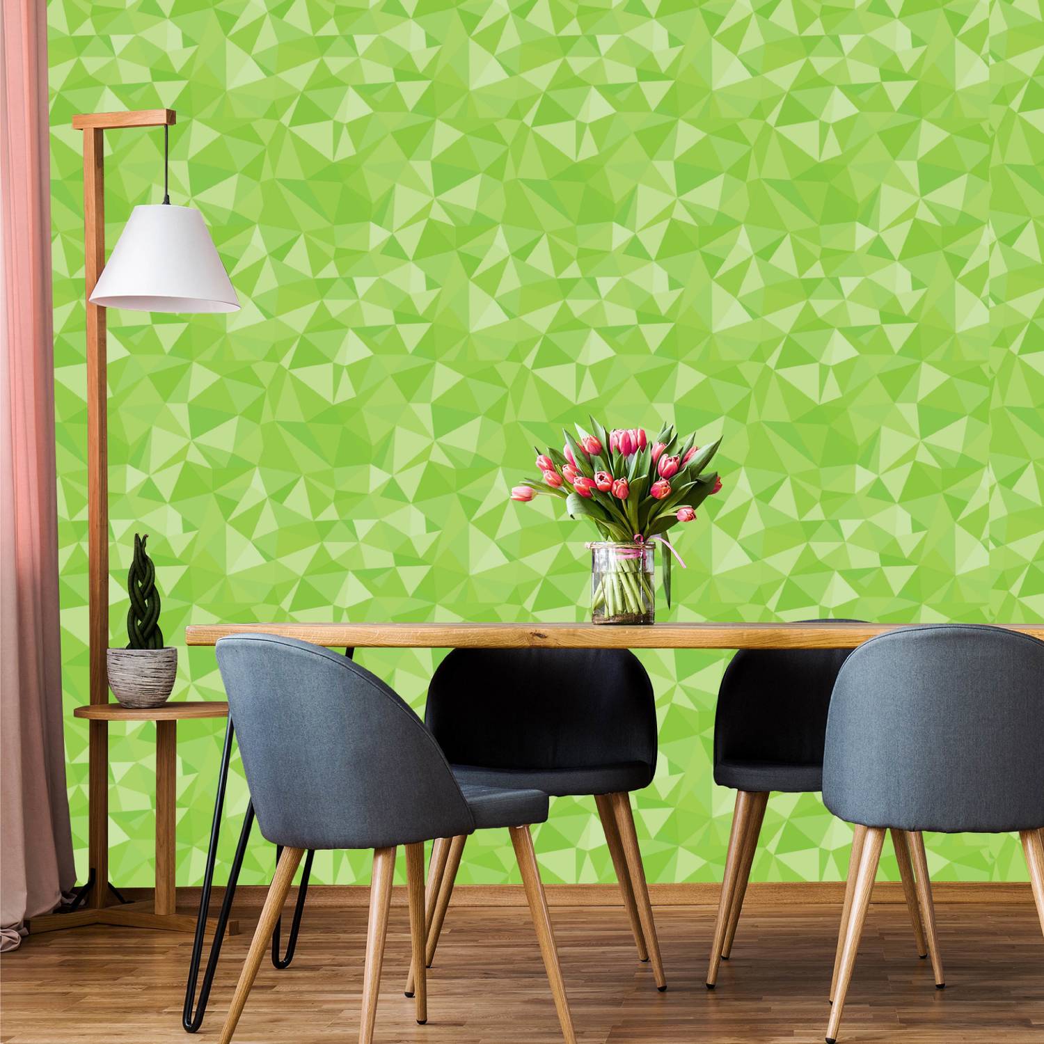 Asian Paints 45 cm EzyCR8 P&S 3D Wallpapers Crystalline Shapes - Green Sticker Removable Sticker