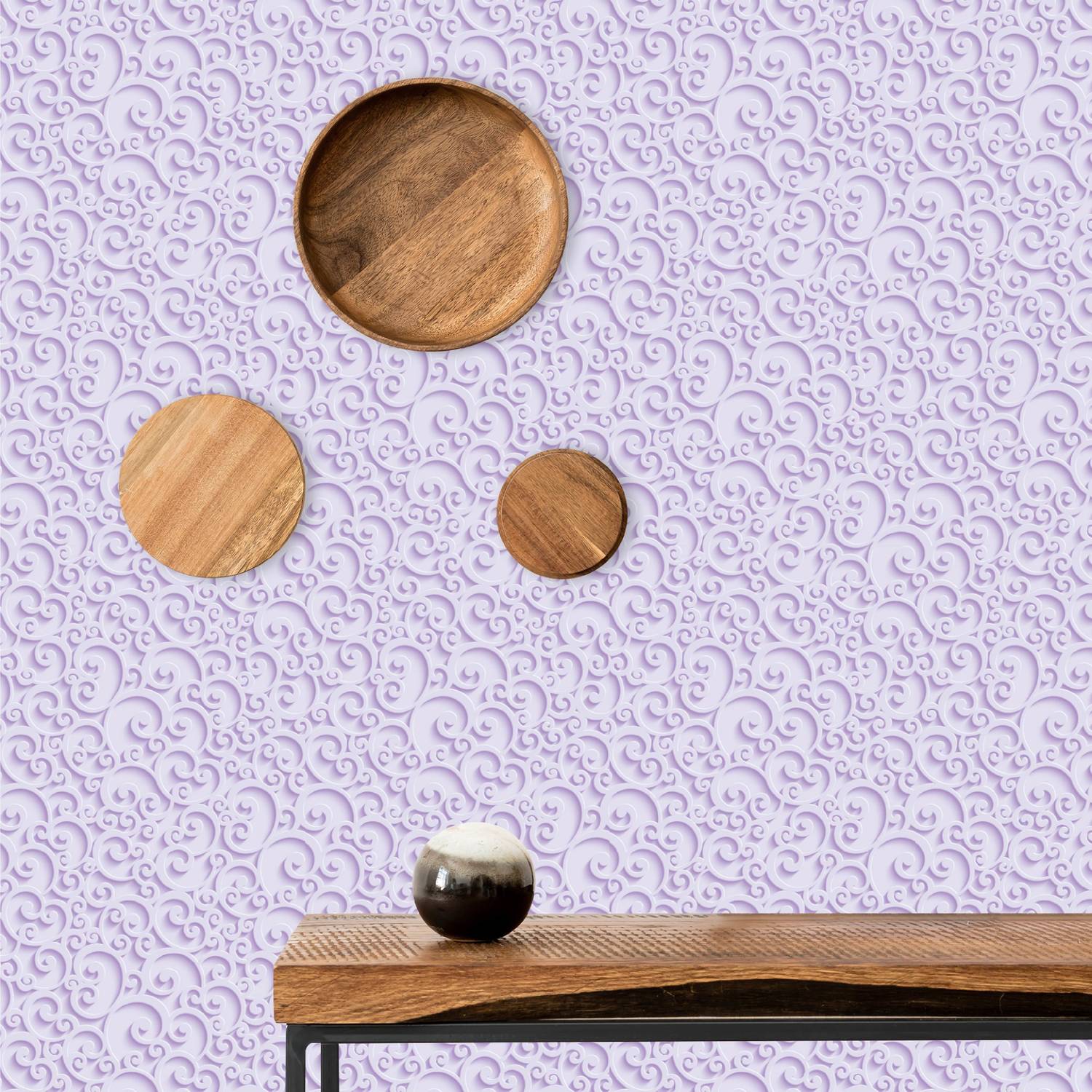 Asian Paints 45 cm EzyCR8 P&S 3D Wallpapers Floral Curls - Purple Sticker Removable Sticker