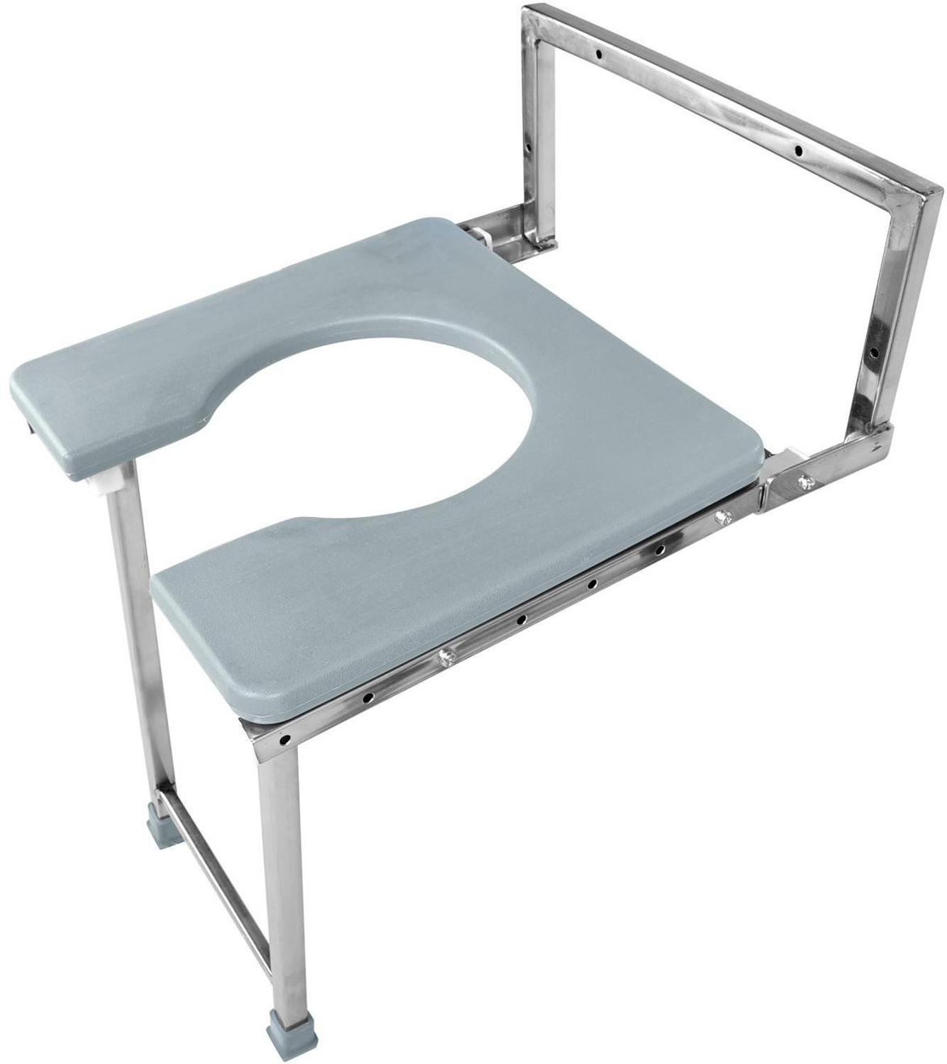 Image of NEOSAFE Stainless Steel Heavy Duty Wall mounted Commode Stool & Shower Stool For Toilet Use Commode Shower Chair