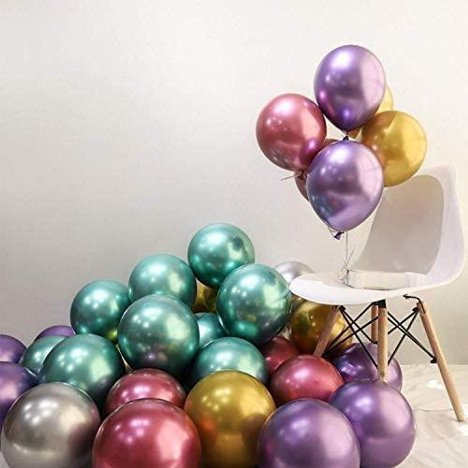 Image of ERetailMart Solid Multicolor Balloons- 50-4 Balloon (Multicolor, Pack of 50)