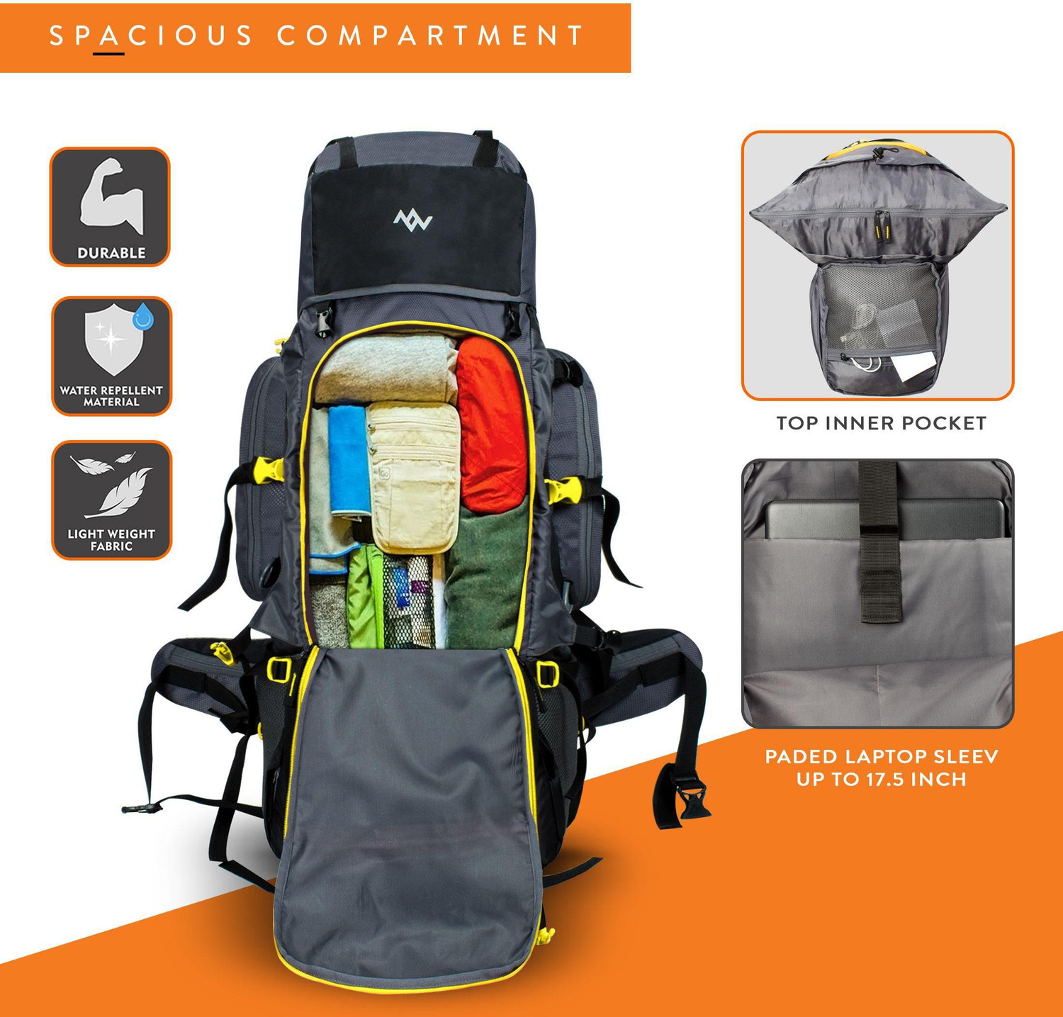 Image of PAZZO 80 Ltr Trekking Bag Hiking Backpack Travel Backpack with Raincover ( 1 year warranty) Rucksack - 80 L