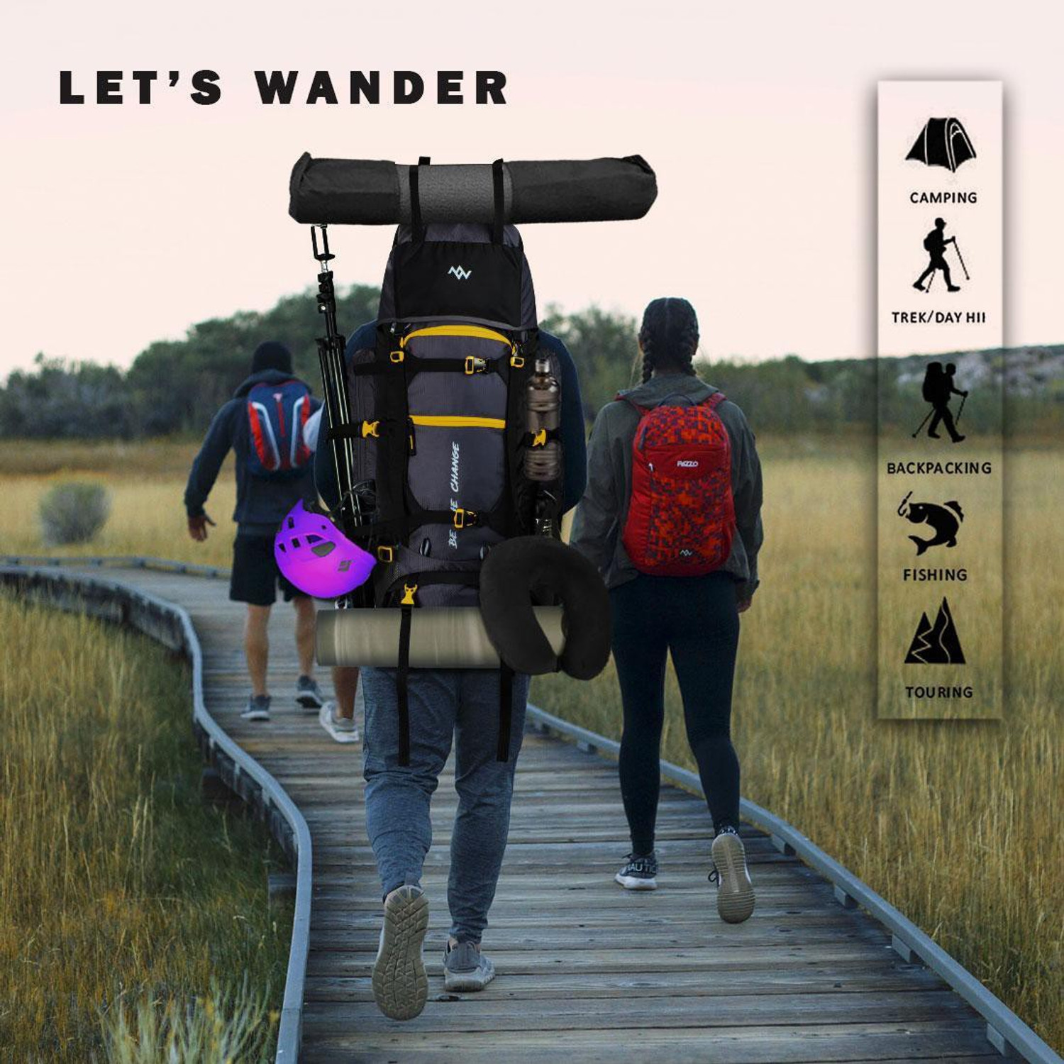 Image of PAZZO 80 Ltr Trekking Bag Hiking Backpack Travel Backpack with Raincover ( 1 year warranty) Rucksack - 80 L