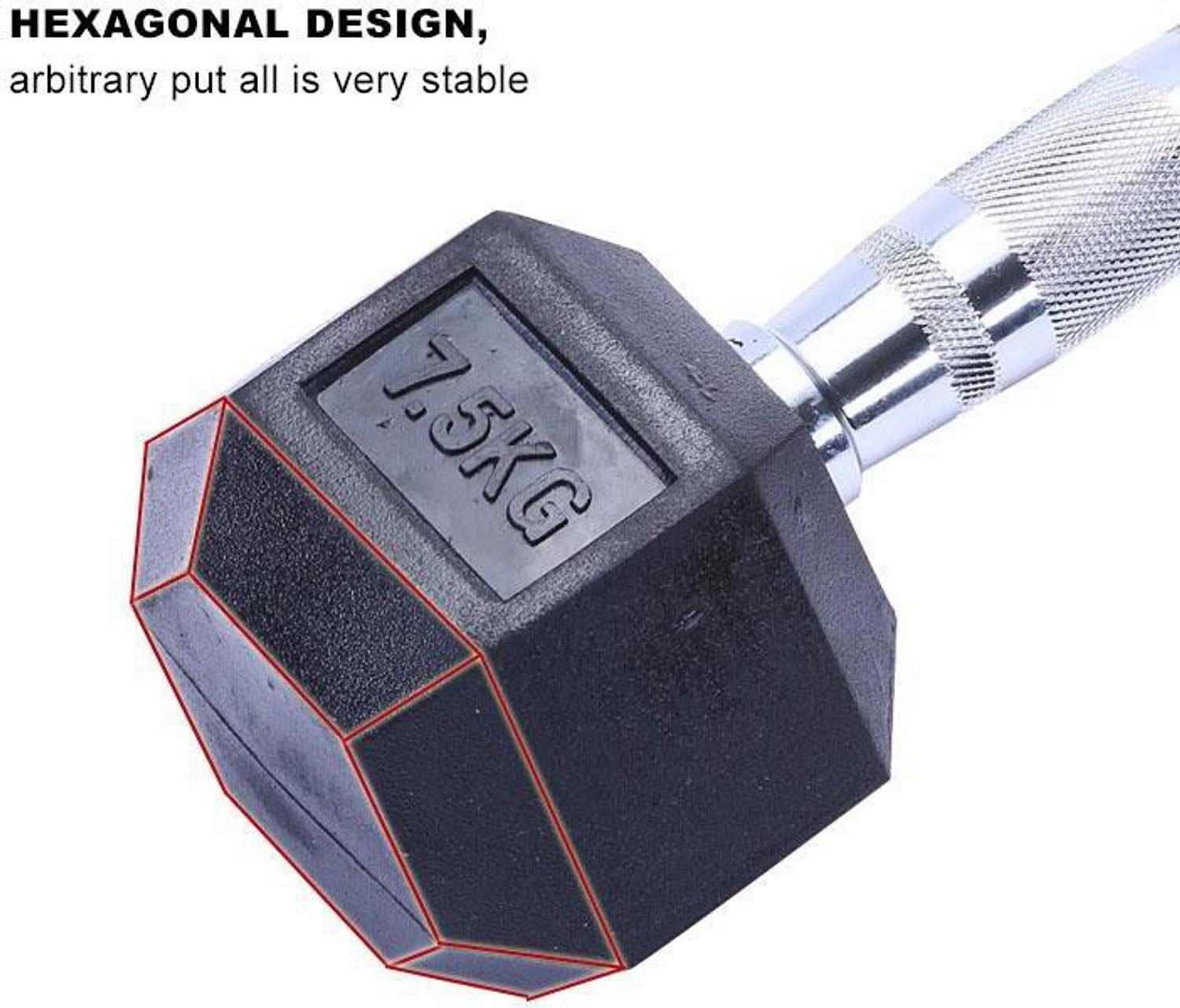 Image of LCARNO Hexa Dumbbell single (7.5kg*1)Hexagon Dumbbell for Home Gym Workout(Pack of 1) Fixed Weight Dumbbell
