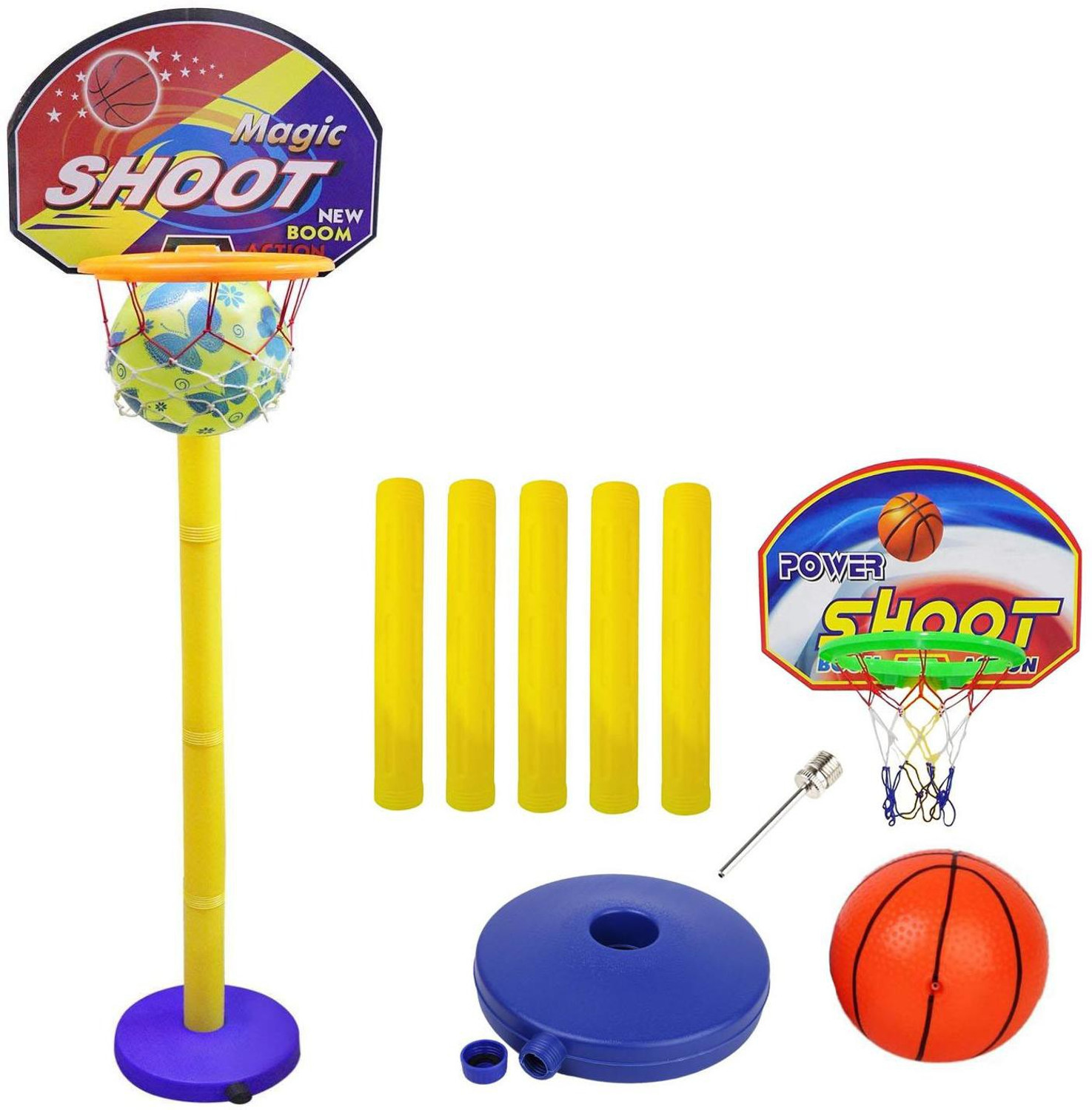 Image of Synlark Basket Balls for Kids, Height Adjustable Kit Indoor and Outdoor Game Basketball Net (Multicolor) Basketball