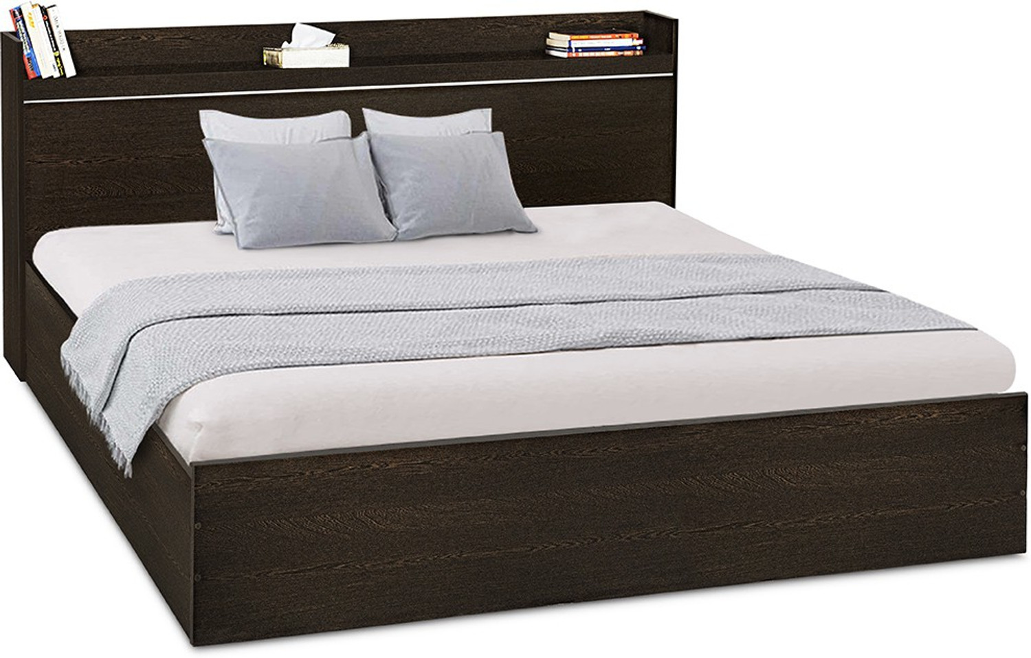 Image of Delite Kom Plum Engineered Wood King Box Bed, 220.8 cm x 190.2 cm (7.24 ft x 6.24 ft)