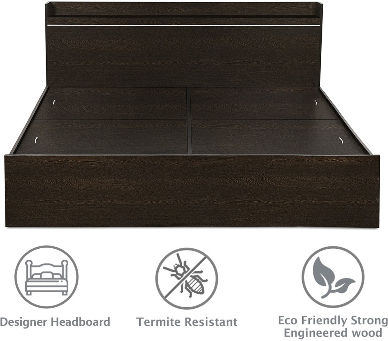 Image of Delite Kom Plum Engineered Wood King Box Bed, 220.8 cm x 190.2 cm (7.24 ft x 6.24 ft)