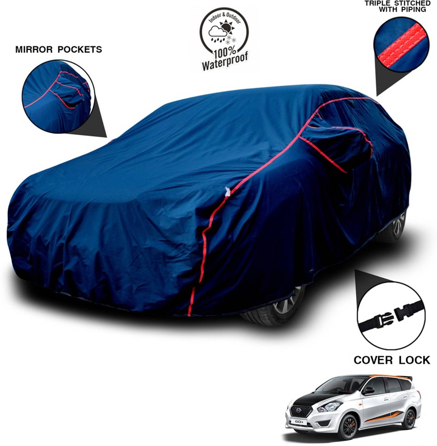 ANTHUB Car Cover For Datsun Go+ (With Mirror Pockets)