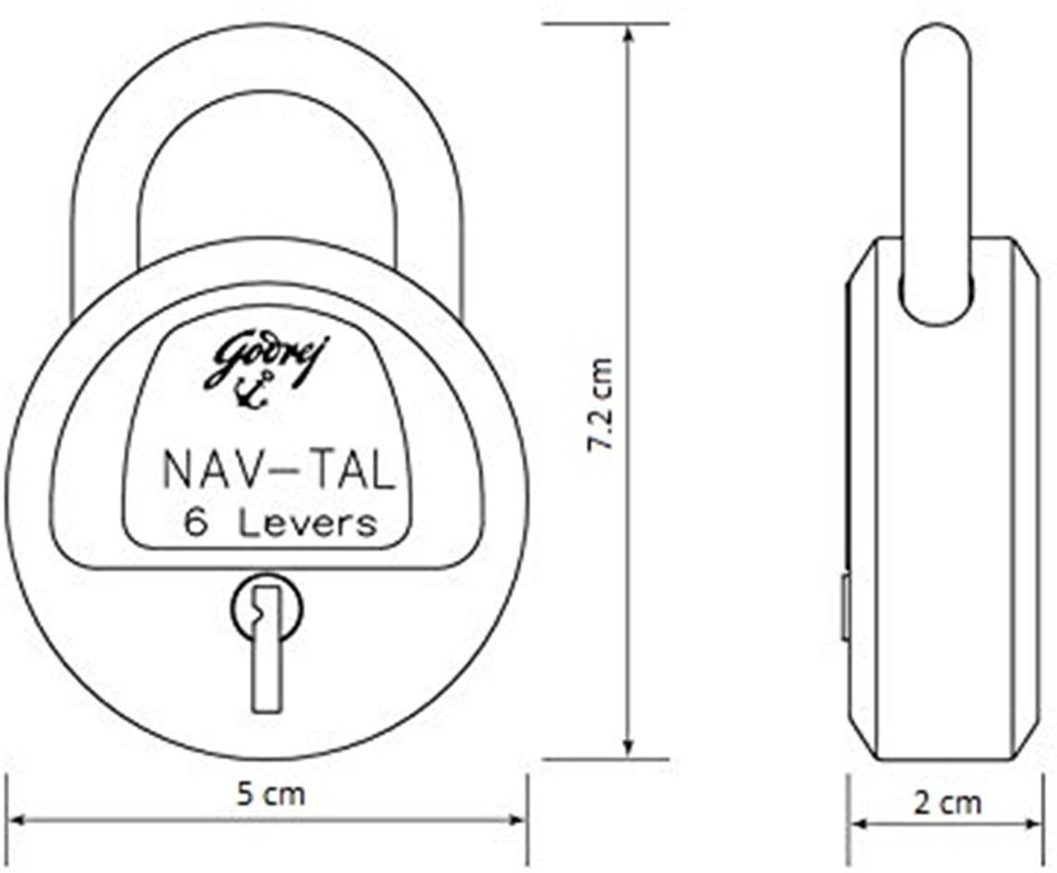 Image of Godrej NAVTAL LOCK 6 LEVERS BRASS (3 KEYS) Padlock