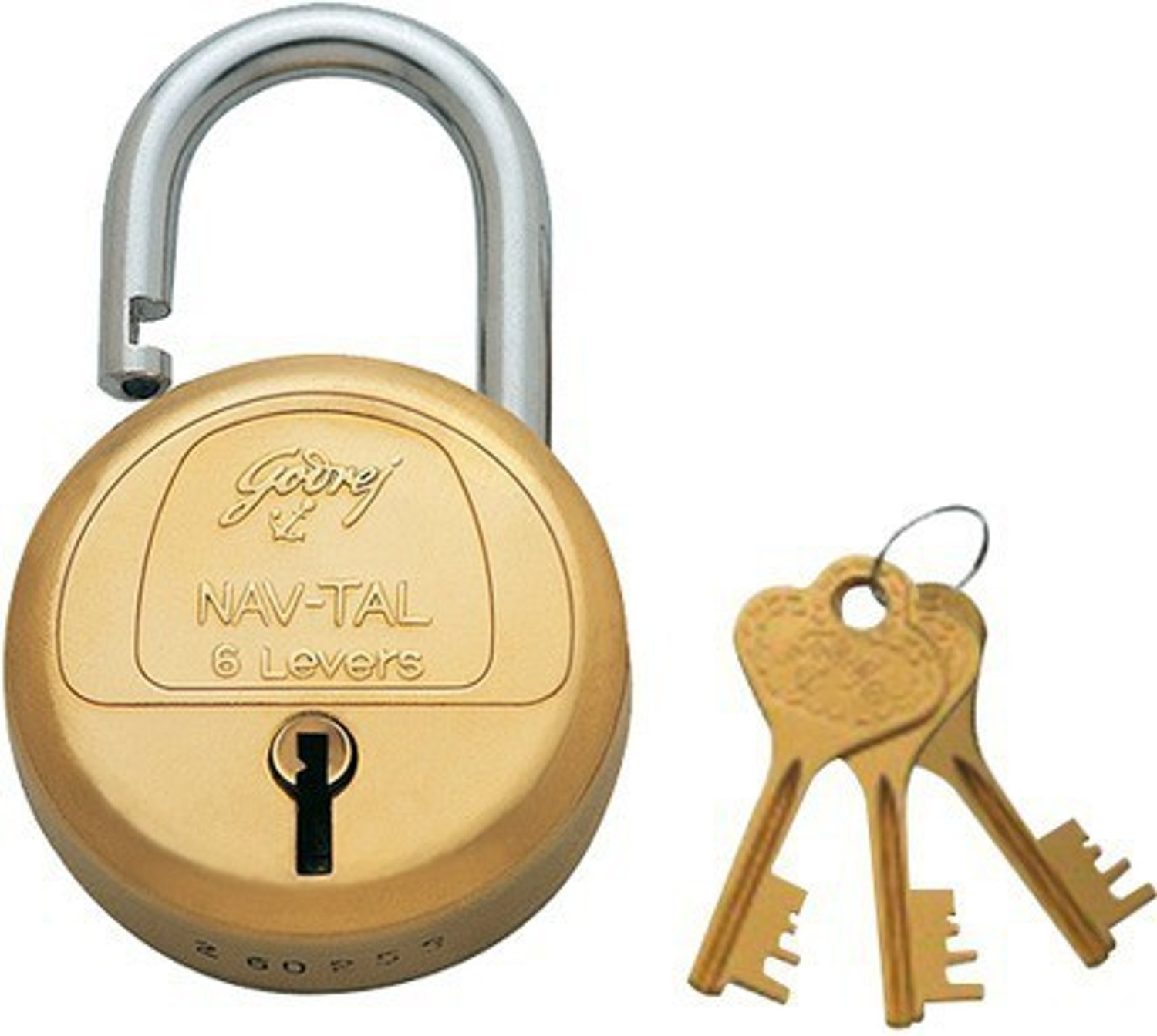 Image of Godrej NAVTAL LOCK 6 LEVERS BRASS (3 KEYS) Padlock