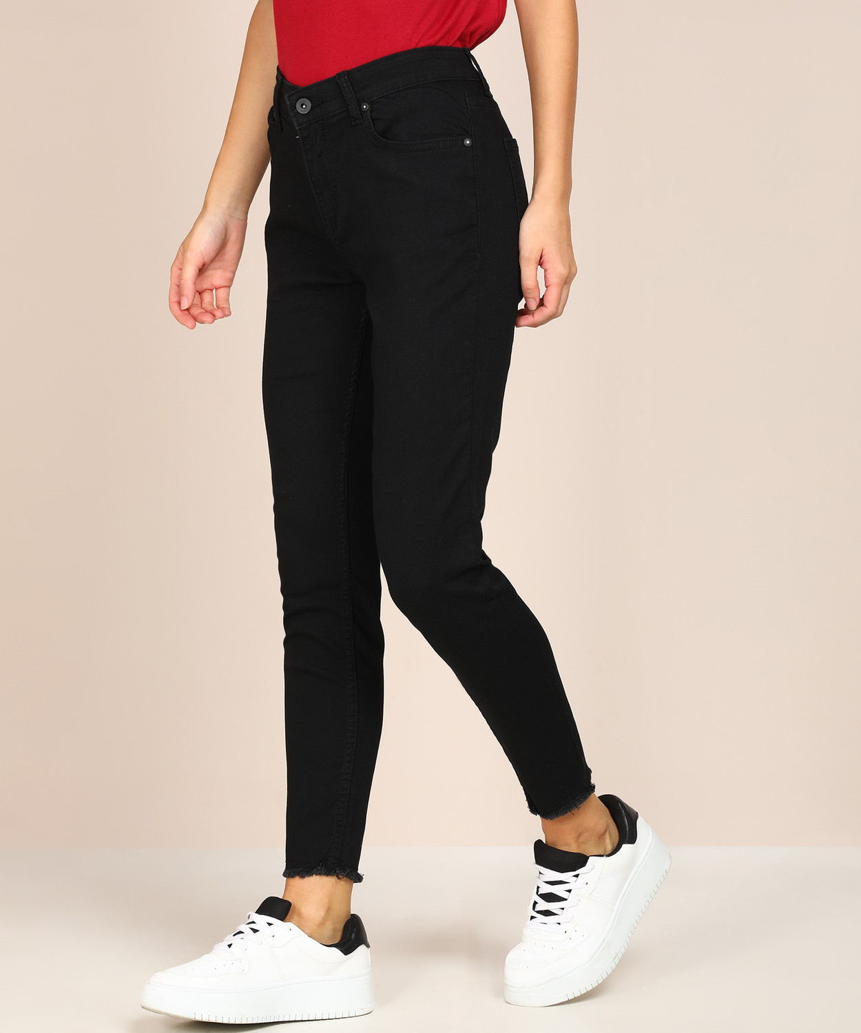 Image of PEOPLE Skinny Women Black Jeans