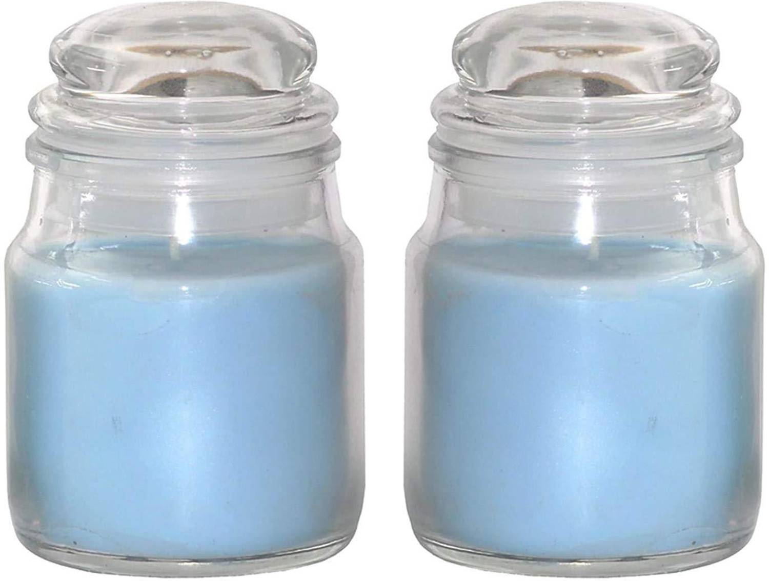 CHIKLIT ENTERPRISE Premium Highly Fragranced Sea Breeze Jar Candle for Gift and Home Decoration (Pack of 2 Pcs) (260g Each)(Colour-Sky Blue) (Sea Breeze) Candle