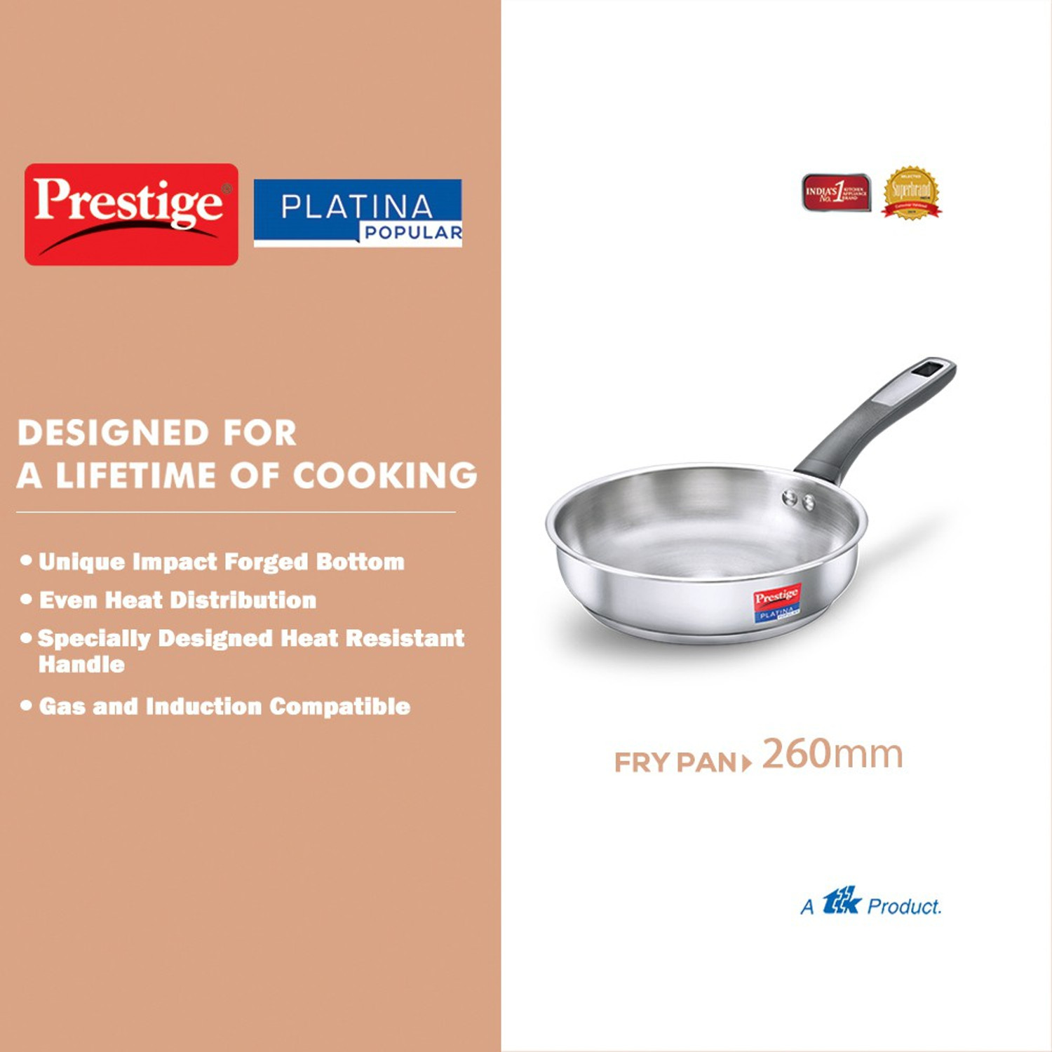 Image of Prestige Platina Popular Fry Pan 26 cm diameter 2.1 L capacity