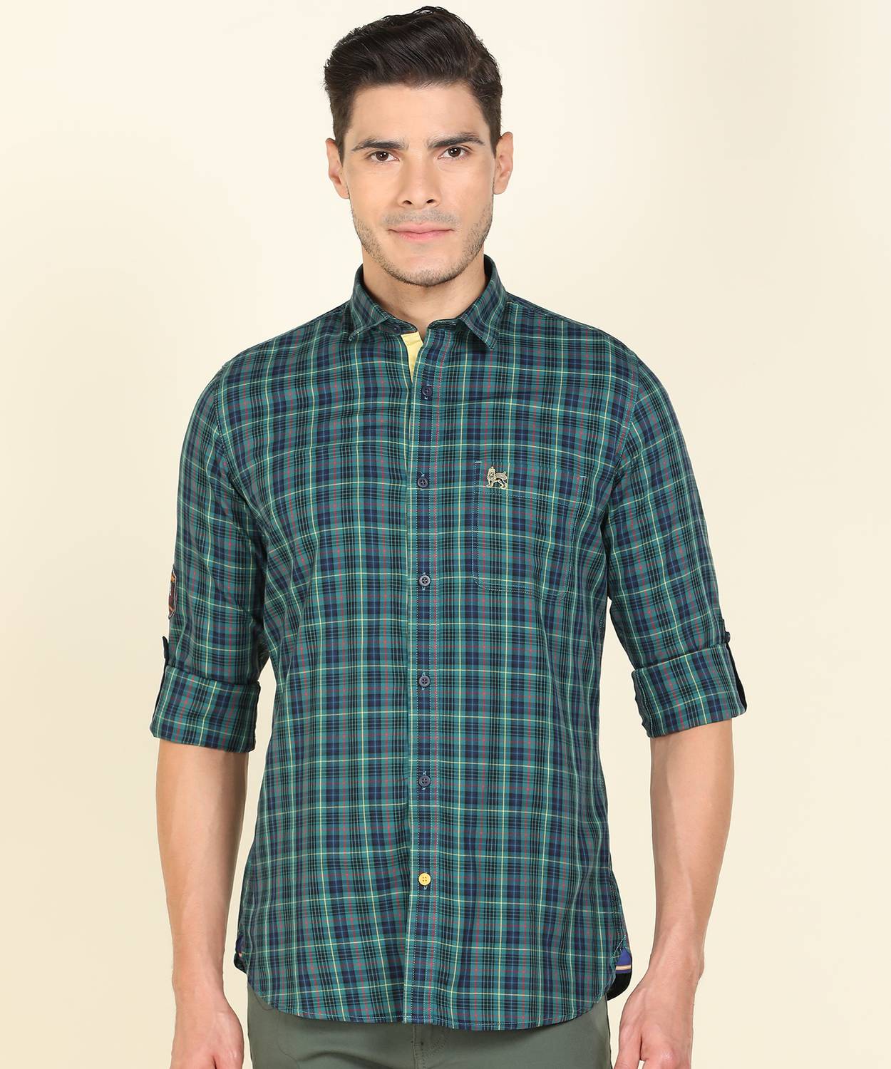 Academy By Van Heusen Men Checkered Casual Green Shirt