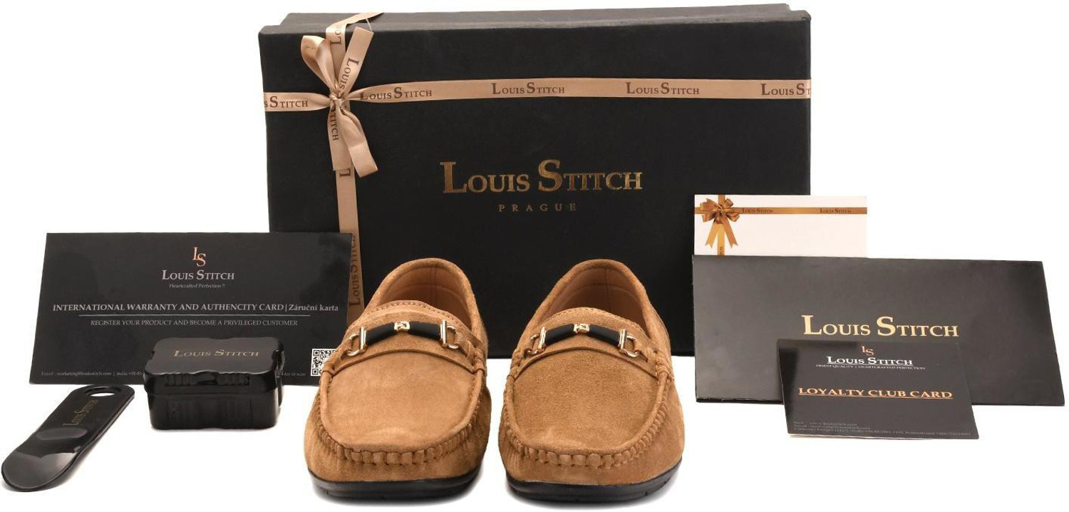 Image of LOUIS STITCH Men's Suede Leather Loafer Slip ons Moccasins Casual Loafers Loafers For Men