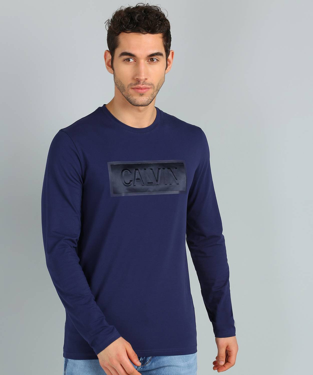 Calvin Klein Jeans Printed Men Round Neck Blue T-Shirt