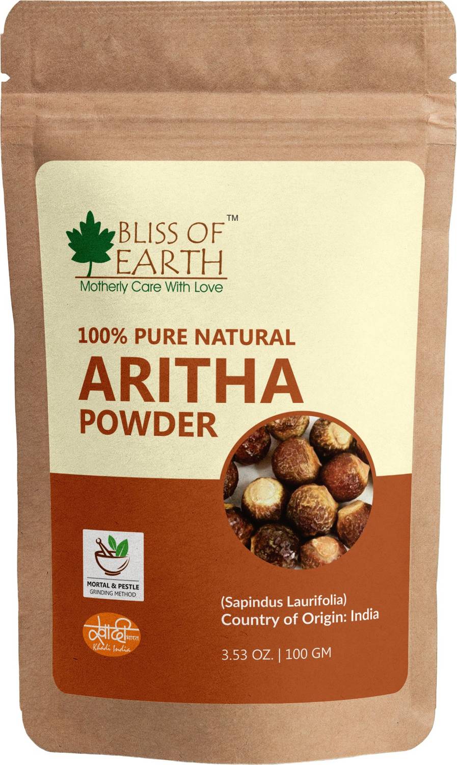 Bliss of Earth 100GM USDA Organic Aritha Powder, Reetha Powder For Hair