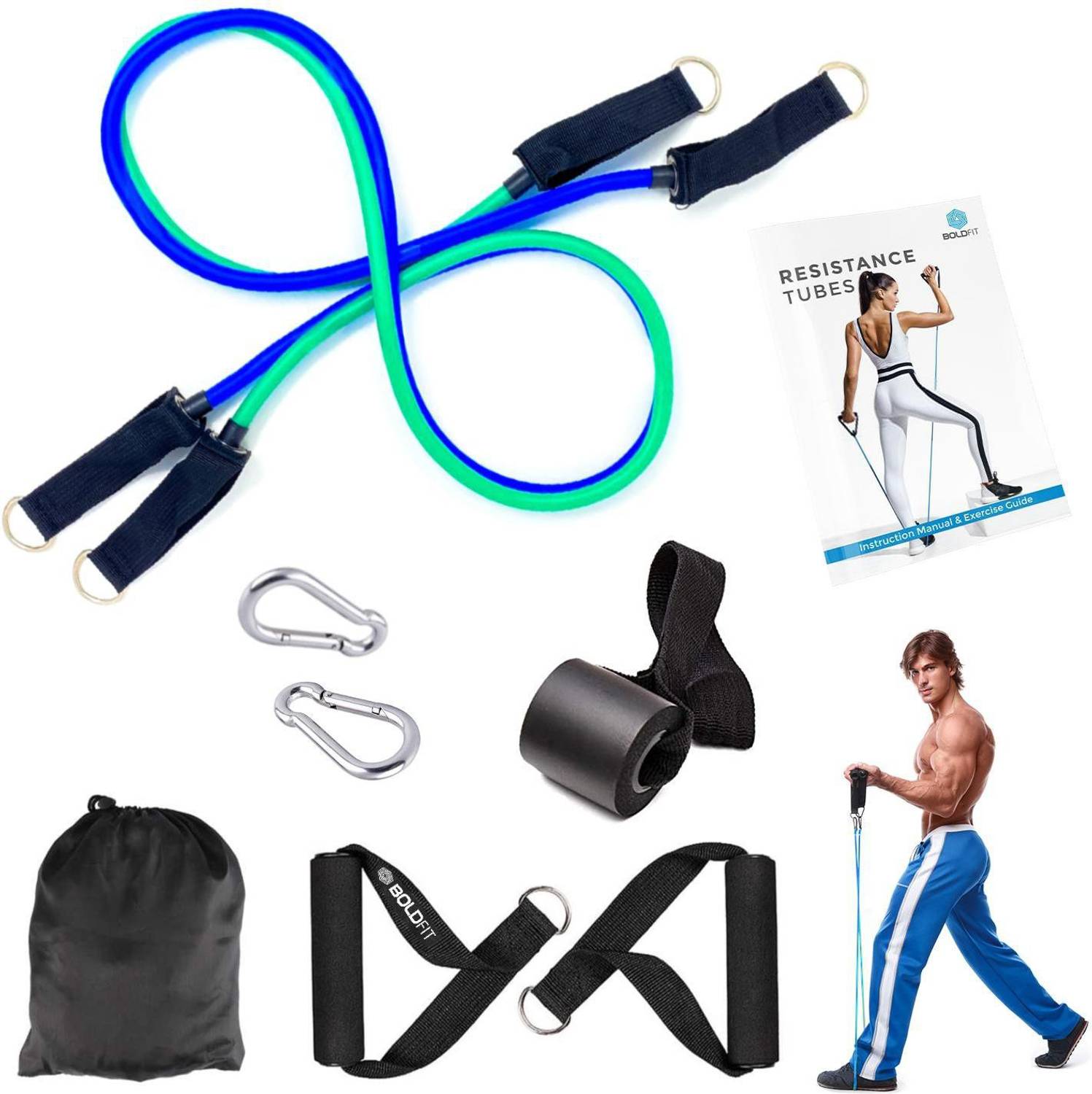 BOLDFIT Resistance Band Set with Handles For Men & Women with Door Anchor Resistance Tube Resistance Tube
